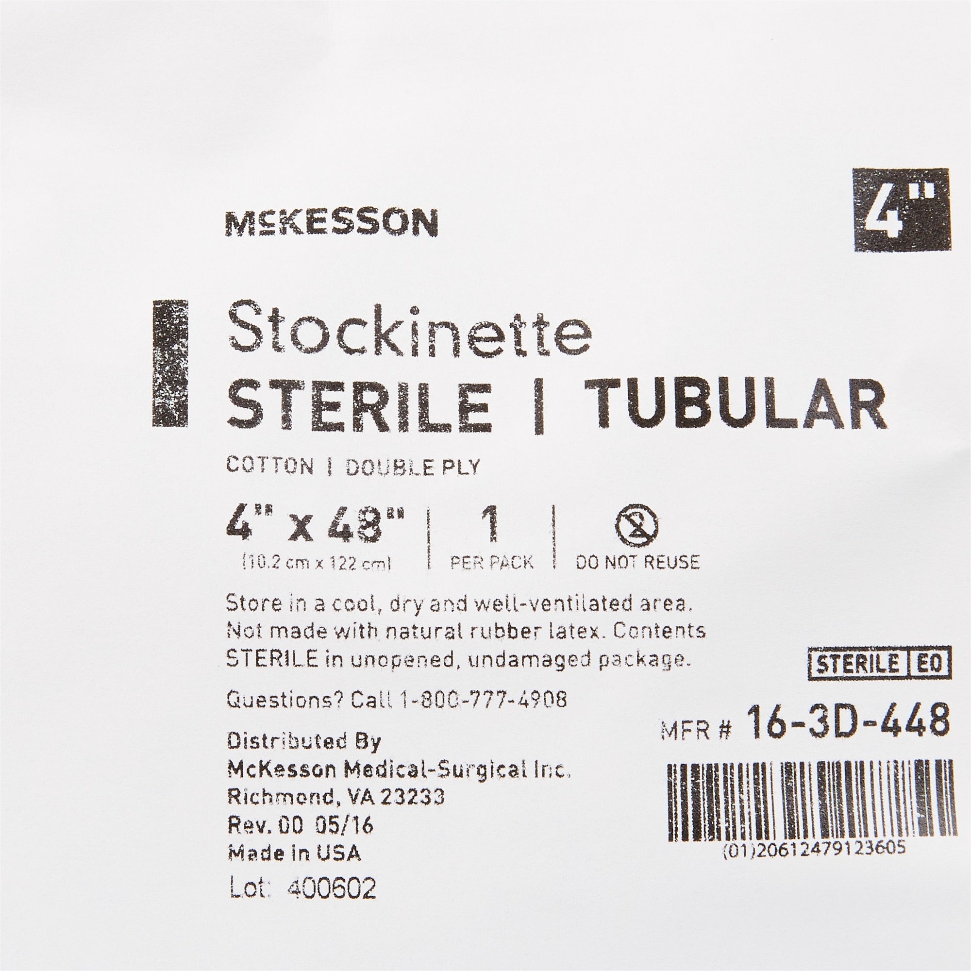 Surgical Stockinette Tubular McKesson 4 X 48 Inch Sterile, Packaging Type- Case