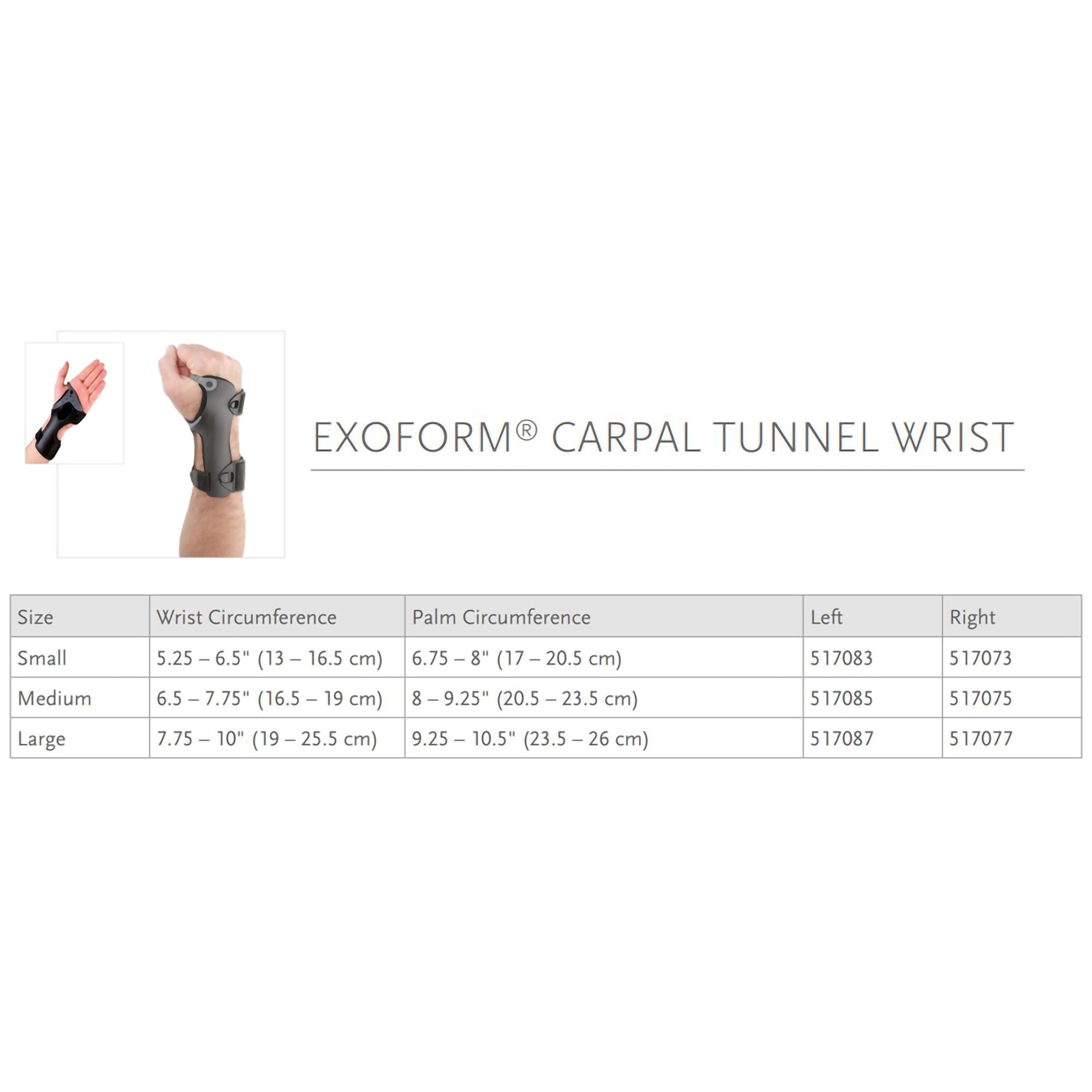 Wrist Splint Ossur Exoform Carpal Tunnel Low Profile Plastic / Nylon Left Hand Black / Blue / Gray Small,Packaging Type- Each