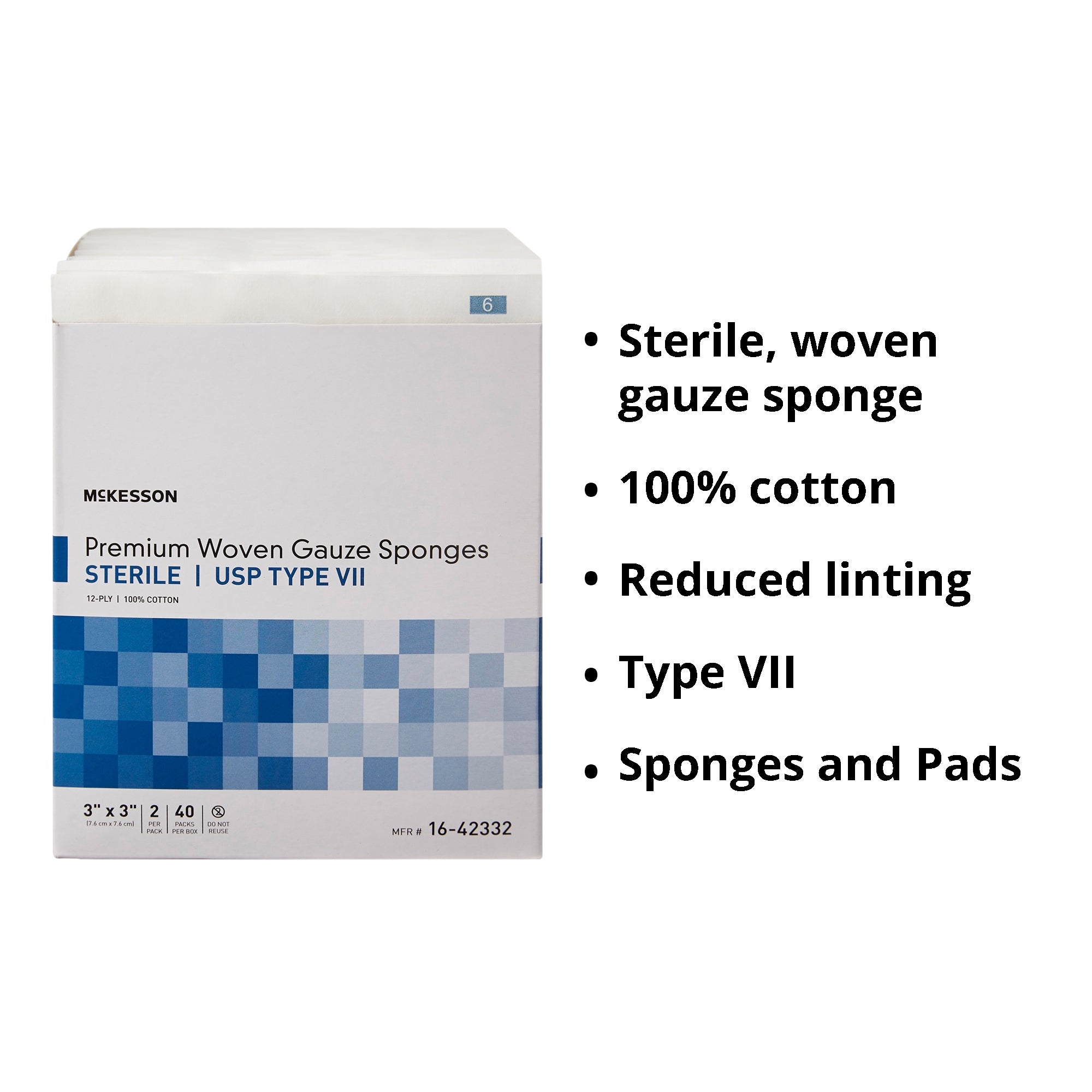 Gauze Sponge McKesson 2 X 2 Inch 8-Ply Sterile 2 per Pack