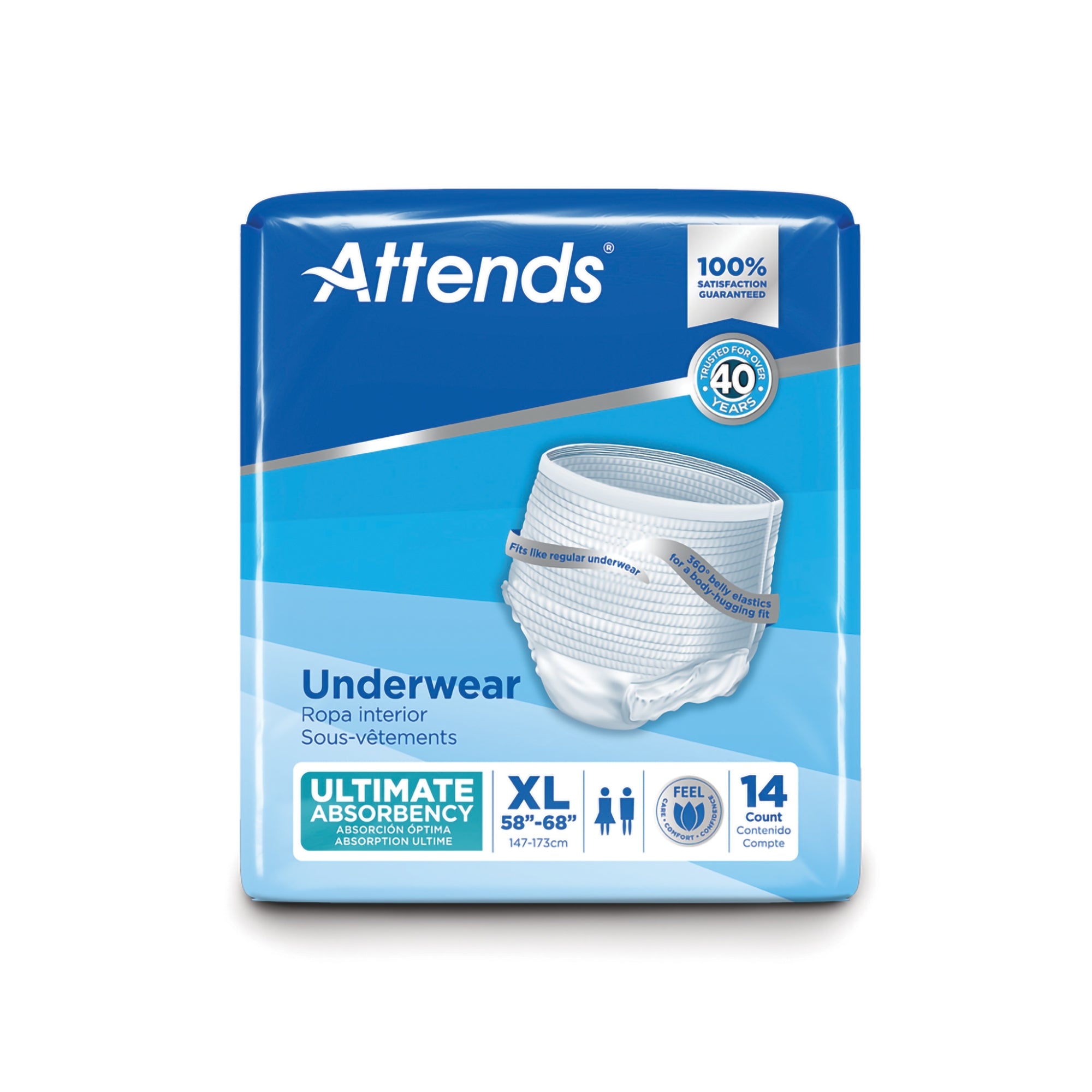 Unisex Adult Absorbent Underwear Attends Advanced Pull On with Tear Away Seams X-Large Disposable Heavy Absorbency, Packaging Type- Case
