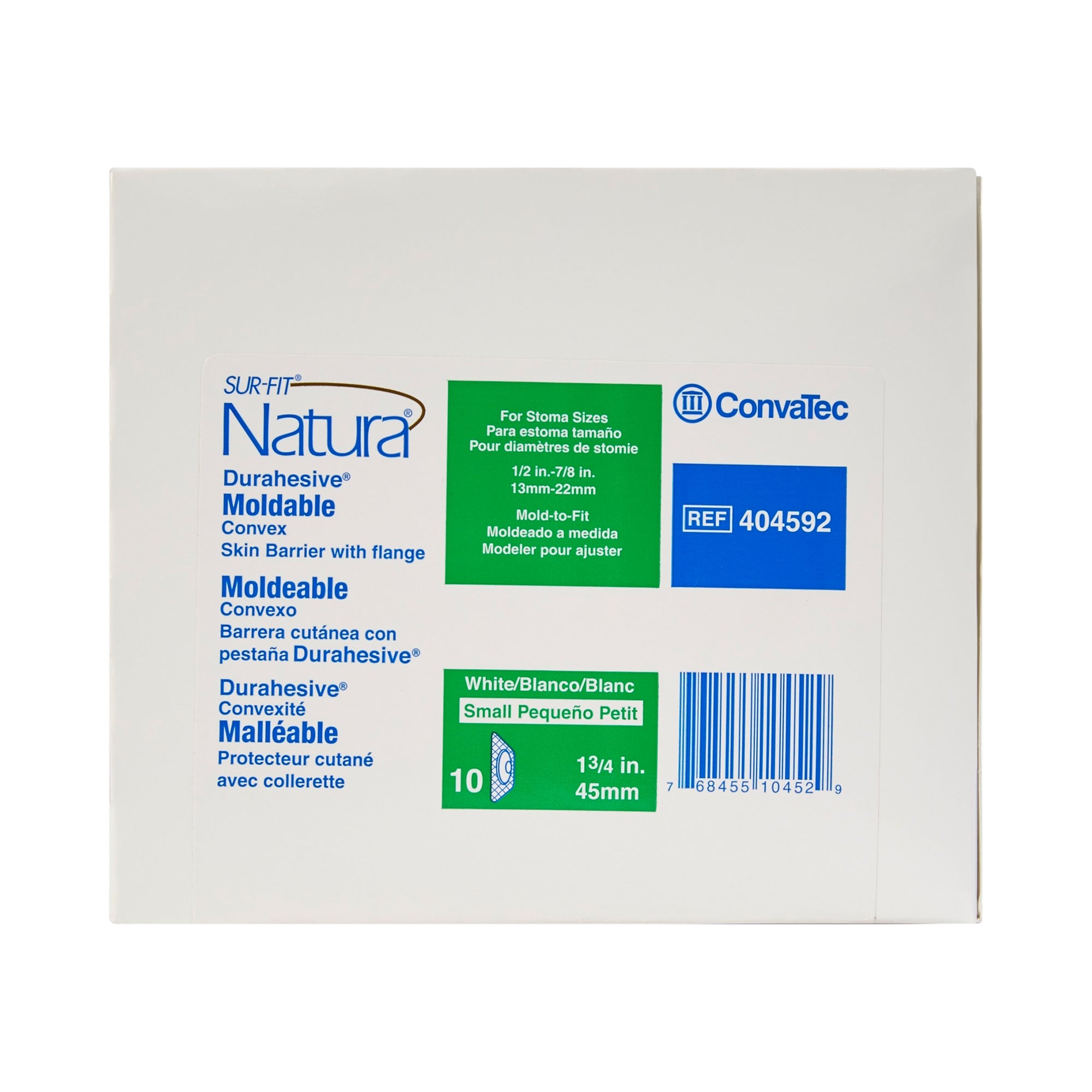Ostomy Barrier Sur-Fit Natura Durahesive Moldable, Extended Wear Acrylic Tape 45 mm Flange Sur-Fit Natura System 1/2 to 7/8 Inch Opening,Packaging Type- Box