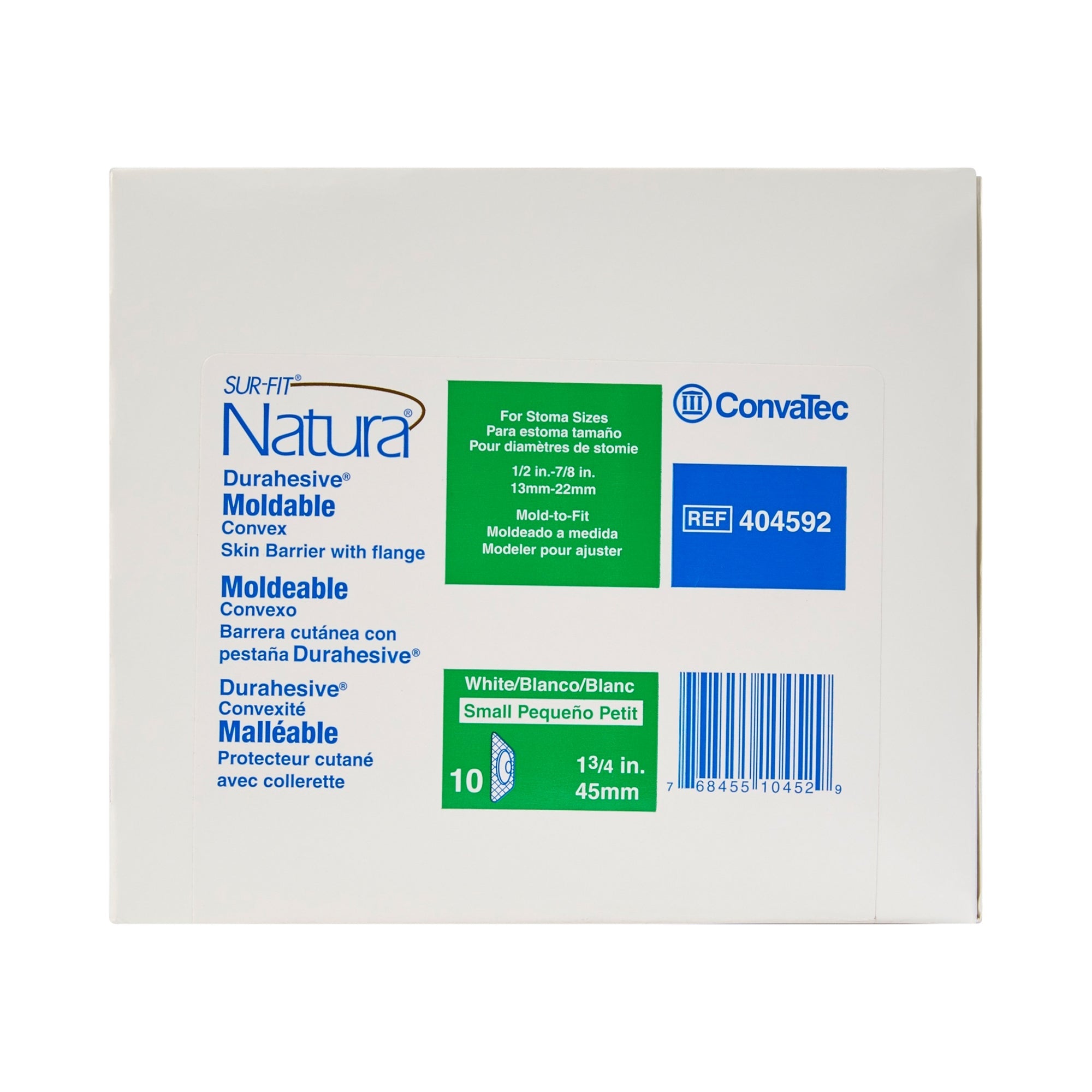 Ostomy Barrier Sur-Fit Natura Durahesive Moldable, Extended Wear Acrylic Tape 45 mm Flange Sur-Fit Natura System 1/2 to 7/8 Inch Opening,Packaging Type- Box