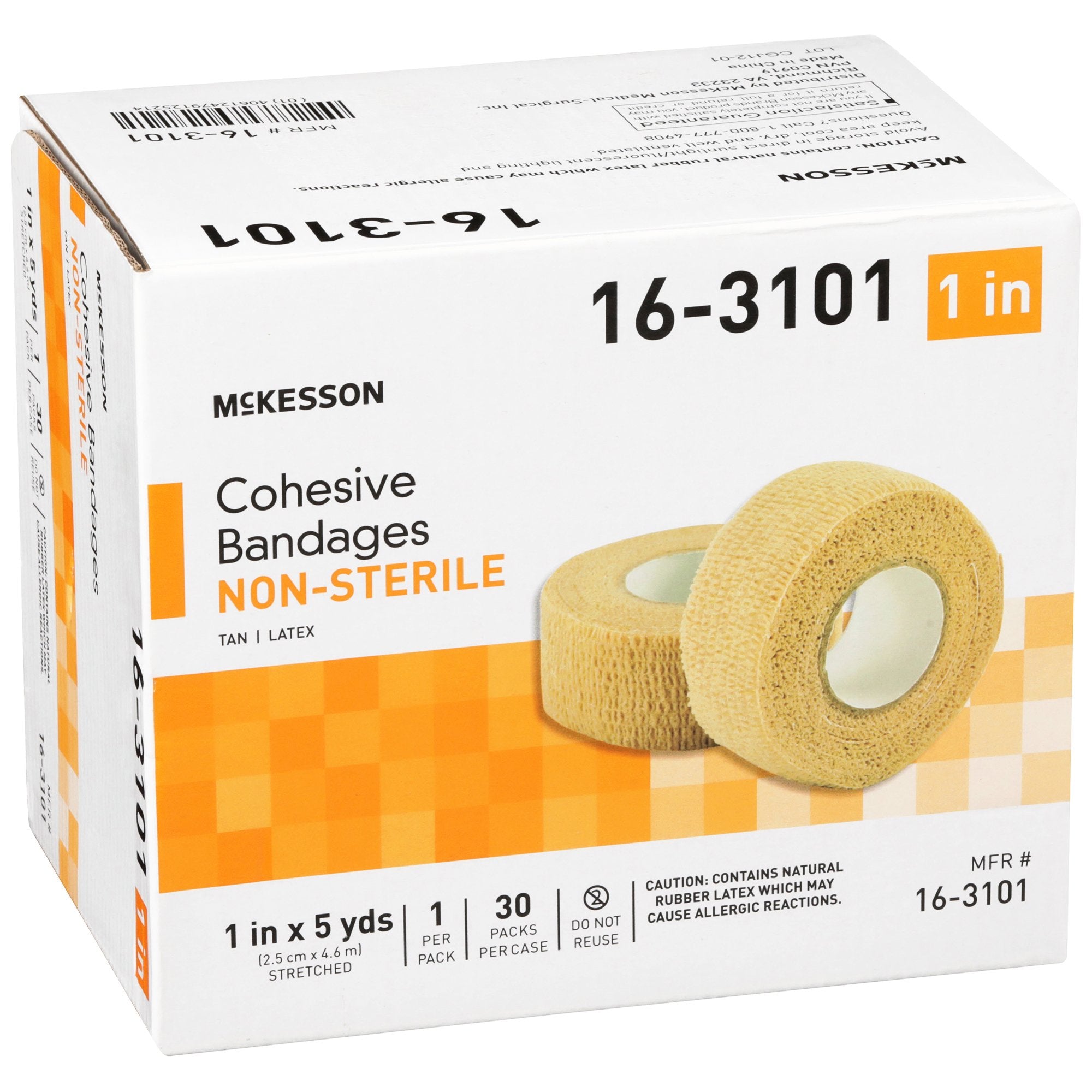 Cohesive Bandage McKesson 1 Inch X 5 Yard Self-adherent Closure Tan NonSterile Standard Compression, Packaging Type- Case