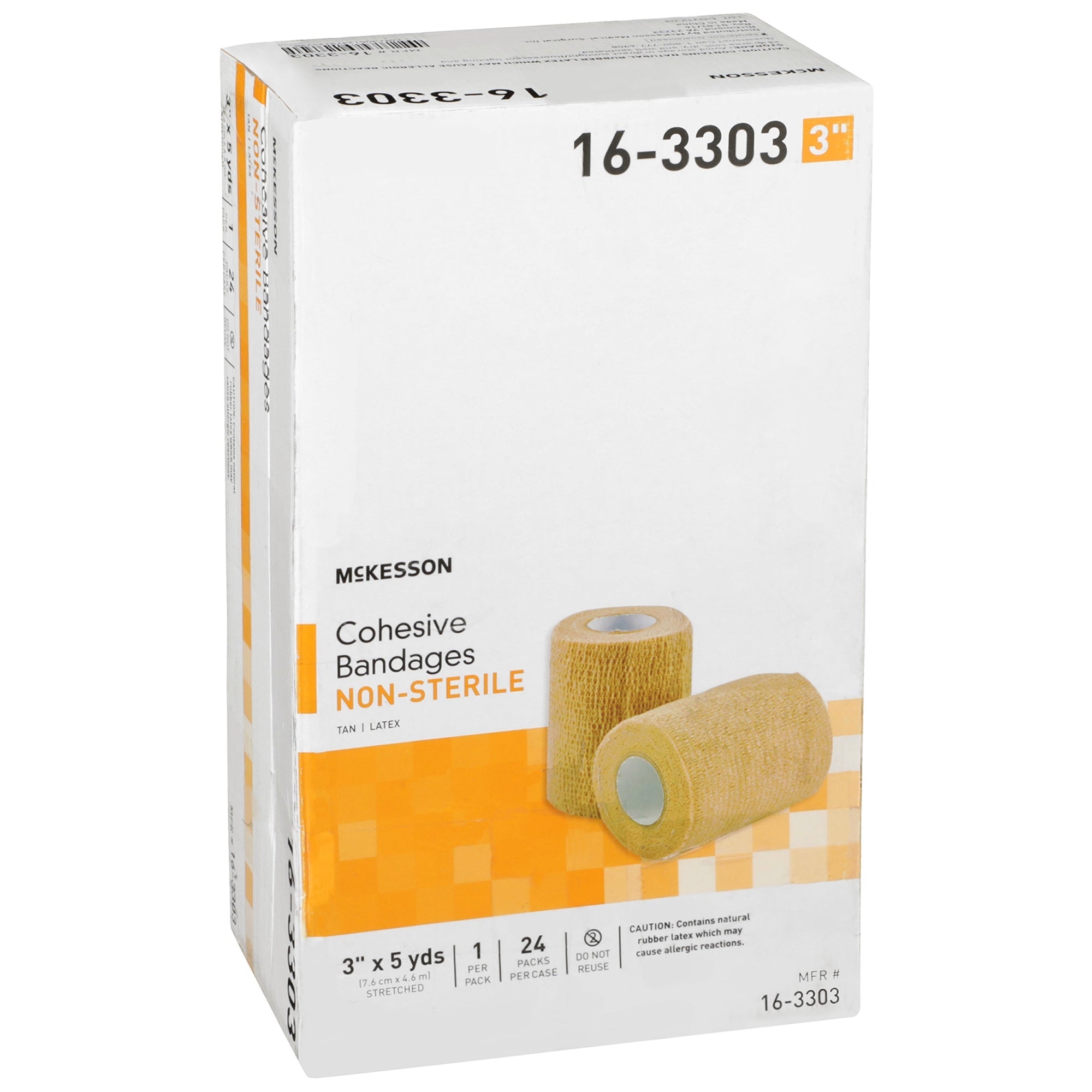 Cohesive Bandage McKesson 3 Inch X 5 Yard Self-adherent Closure Tan NonSterile Standard Compression, Packaging Type- Case