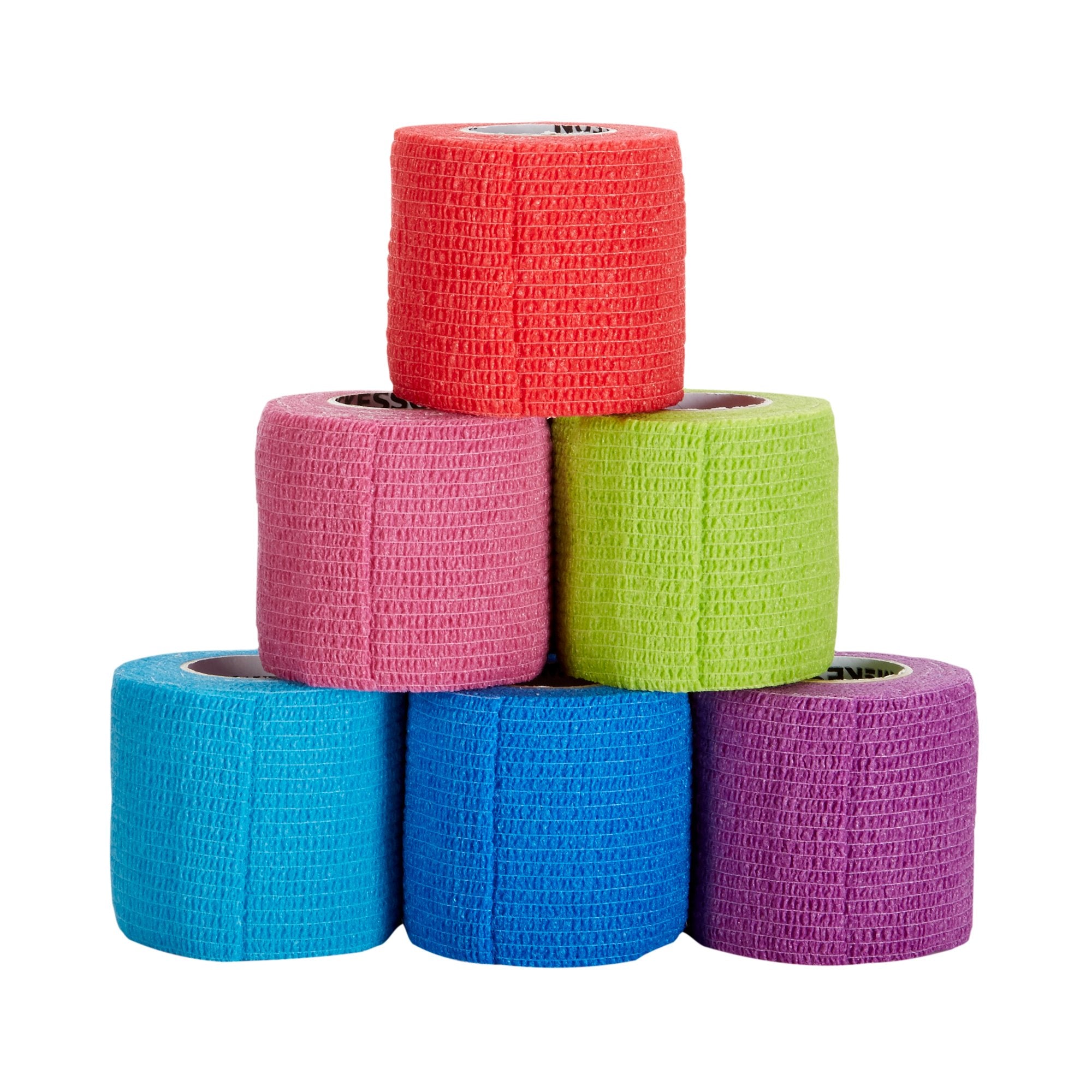 Cohesive Bandage McKesson 2 Inch X 5 Yard Self-adherent Closure Purple / Pink / Green / Light Blue / Royal Blue / Red NonSterile Standard Compression, Packaging Type- Case