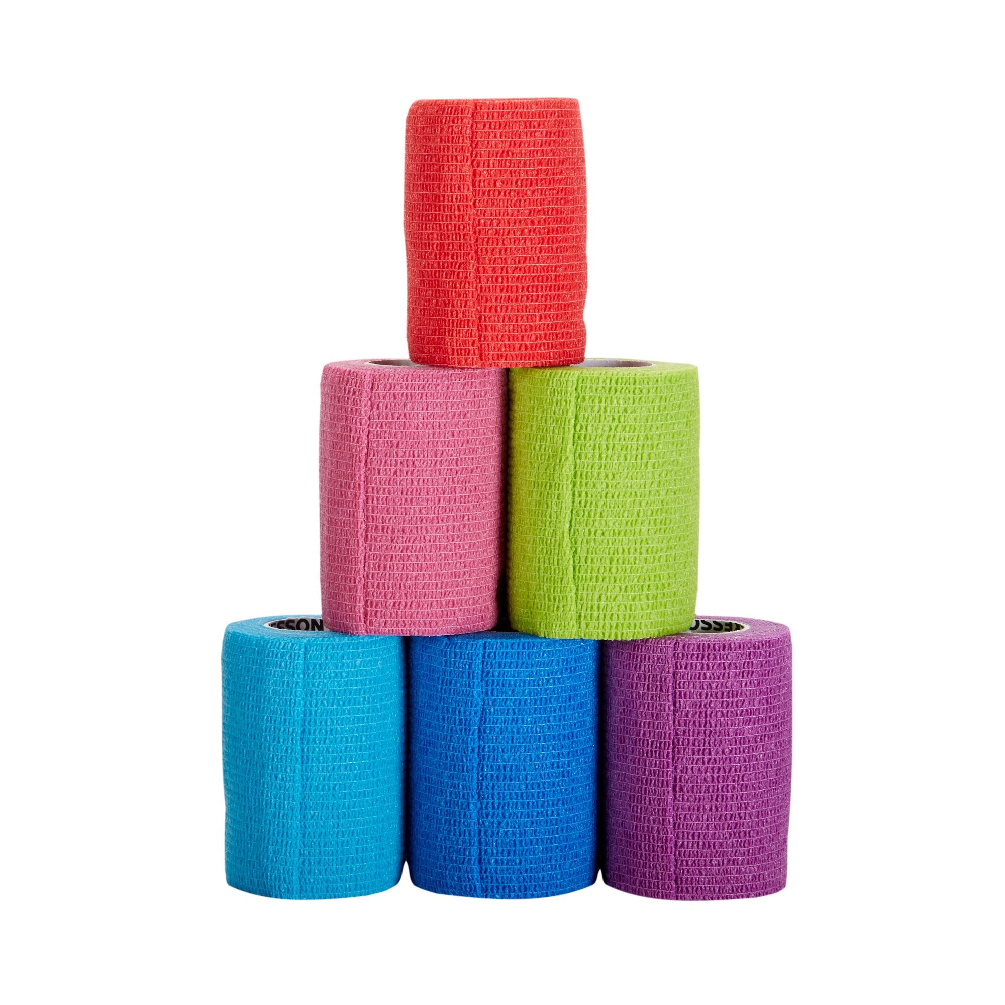 Cohesive Bandage McKesson 3 Inch X 5 Yard Self-adherent Closure Purple / Pink / Green / Light Blue / Royal Blue / Red NonSterile Standard Compression, Packaging Type- Case