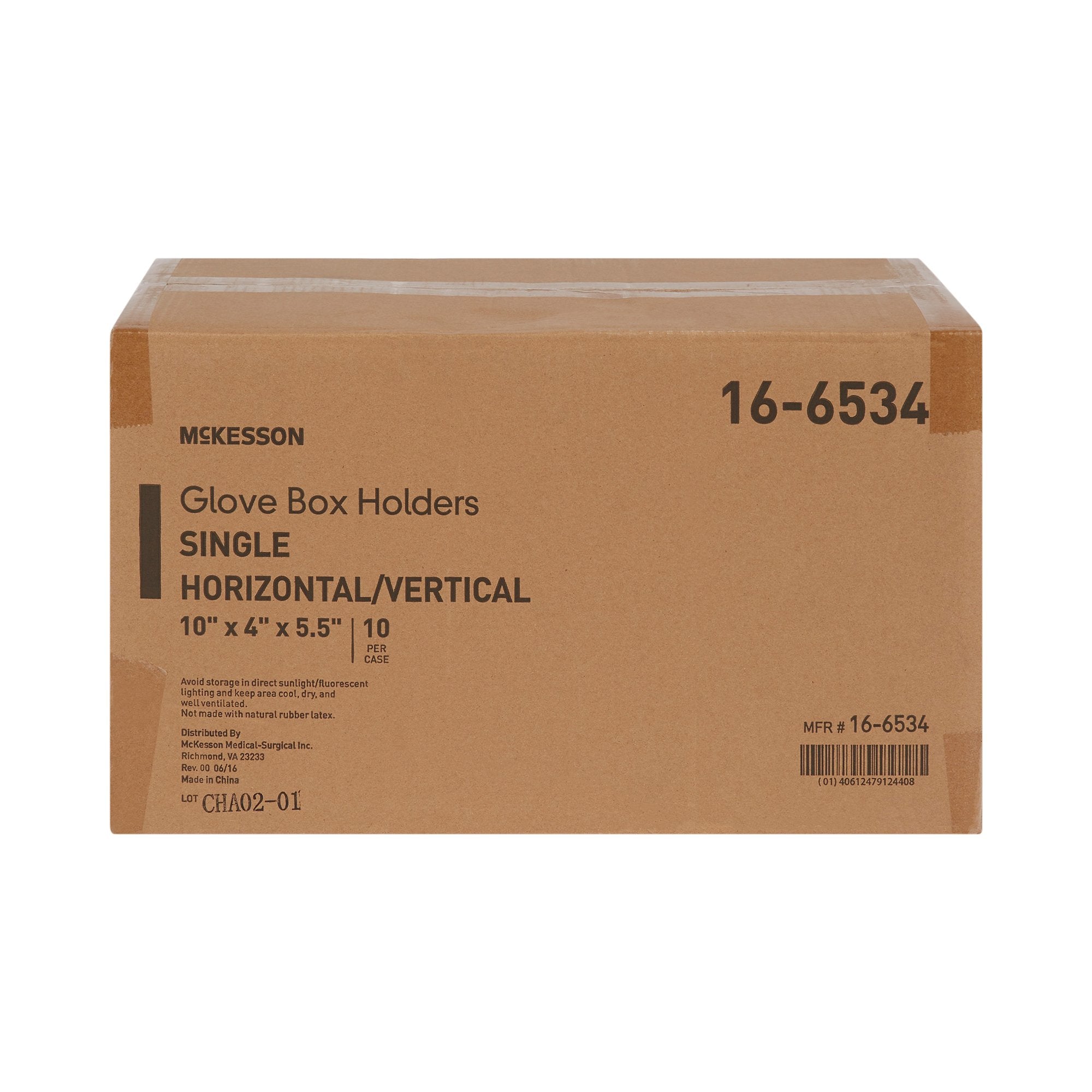 Glove Box Holder McKesson Horizontal or Vertical Mounted 1-Box Capacity Clear 4 X 5-1/2 X 10 Inch Plastic, Packaging Type- Case