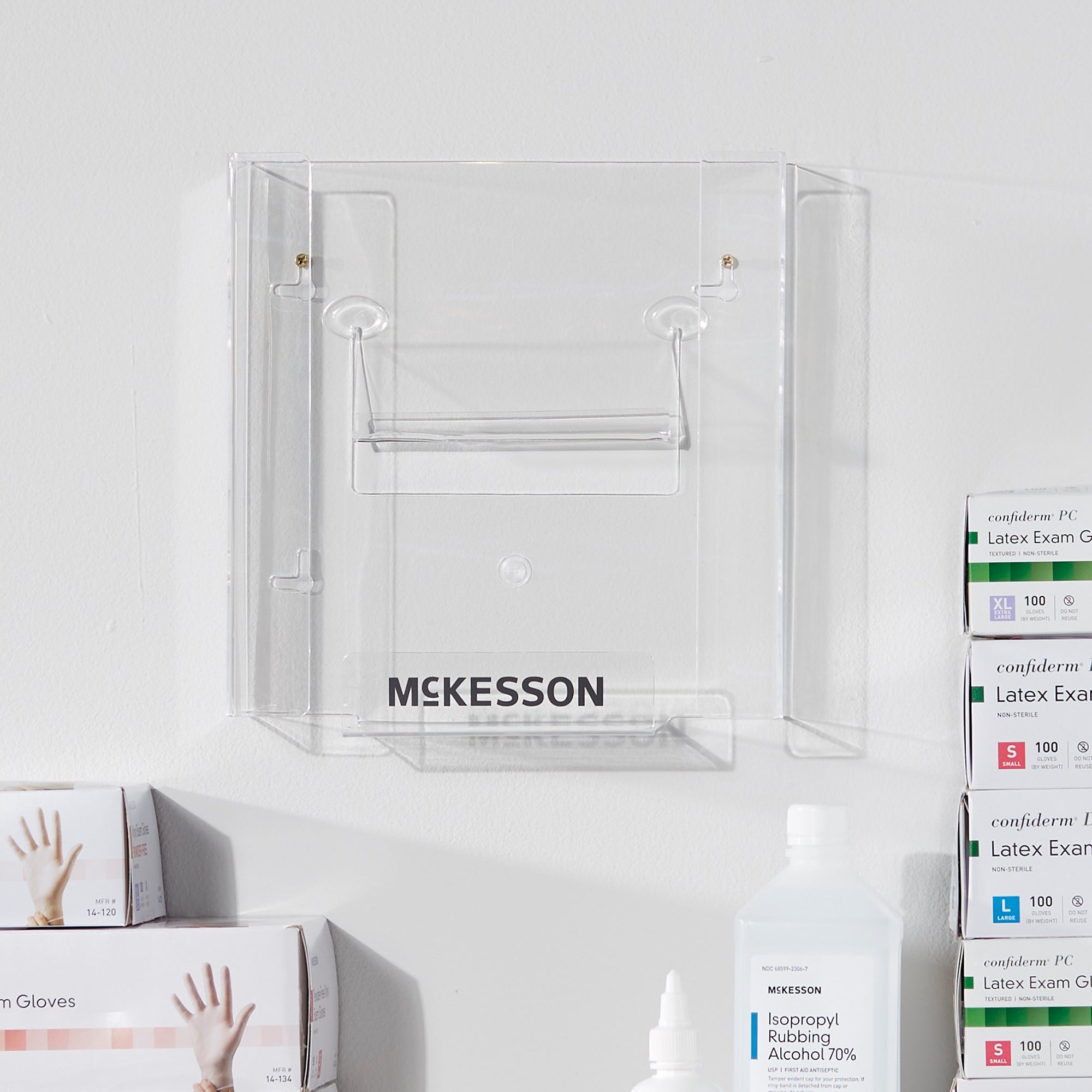 Glove Box Holder McKesson Horizontal or Vertical Mounted 2-Box Capacity Clear 4 X 10 X 10-3/4 Inch Plastic, Packaging Type- Case