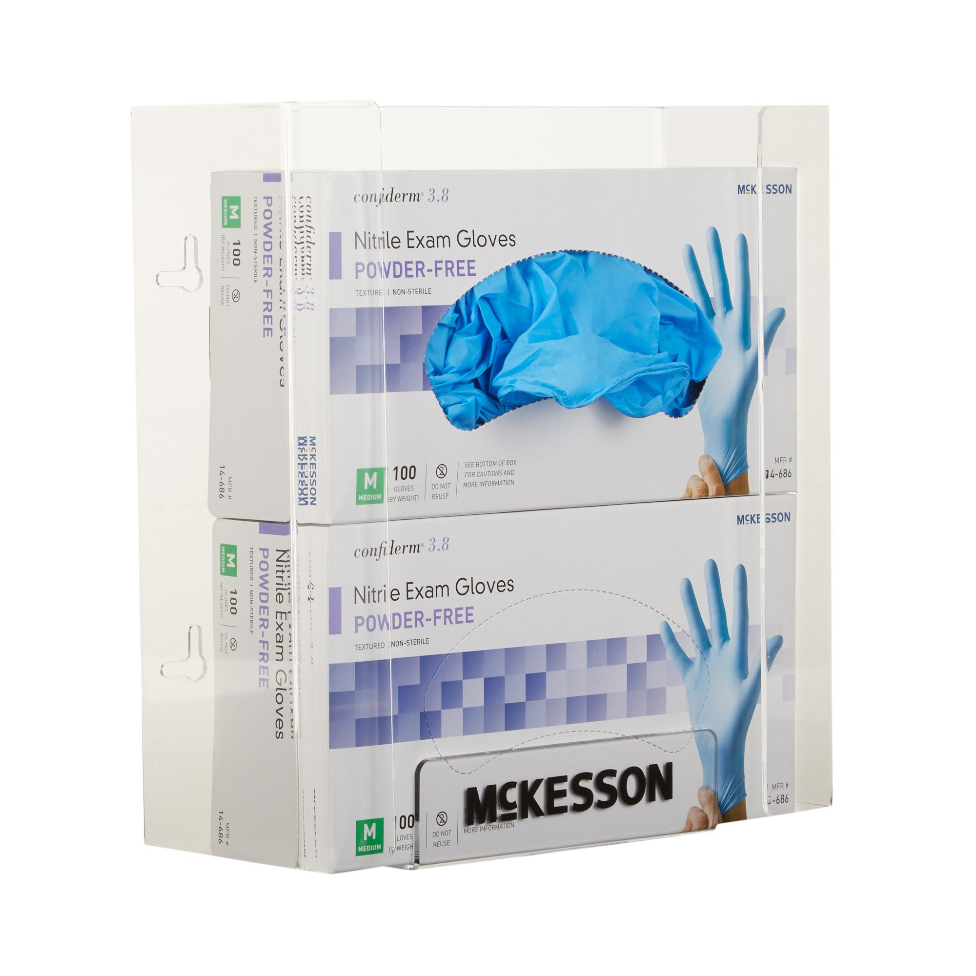 Glove Box Holder McKesson Horizontal or Vertical Mounted 2-Box Capacity Clear 4 X 10 X 10-3/4 Inch Plastic, Packaging Type- Case