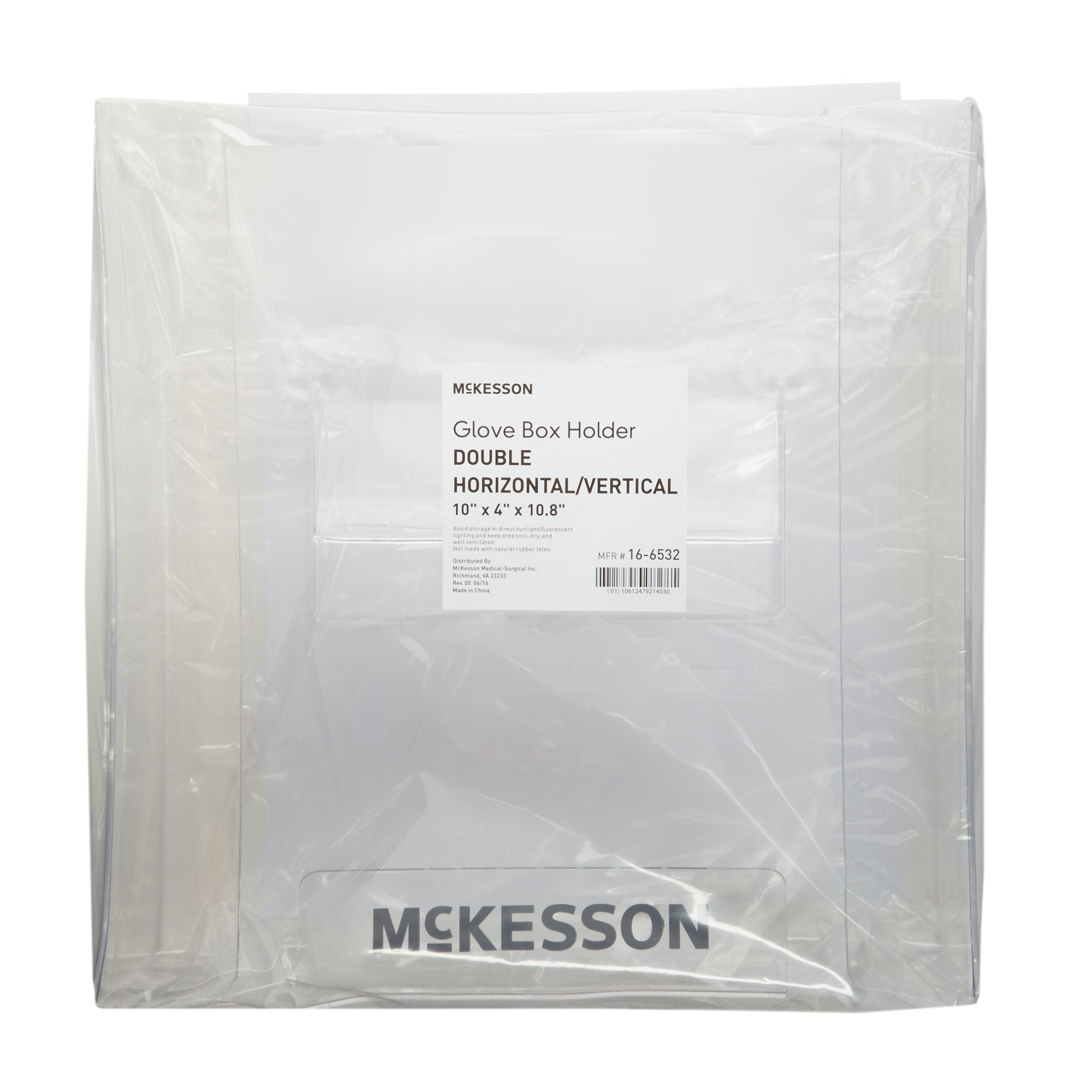Glove Box Holder McKesson Horizontal or Vertical Mounted 2-Box Capacity Clear 4 X 10 X 10-3/4 Inch Plastic, Packaging Type- Case