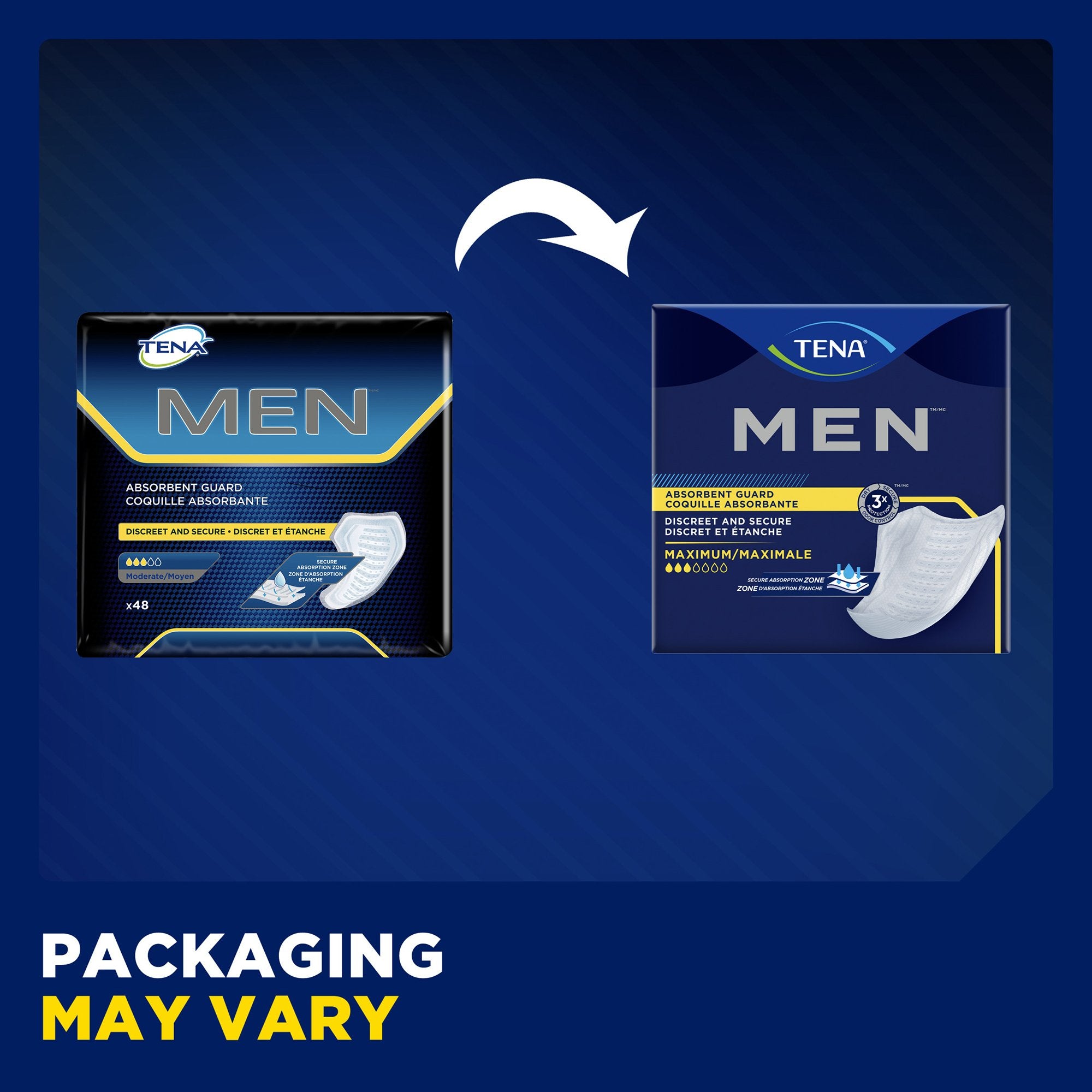 Bladder Control Pad TENA Men Maximum 8 Inch Length Heavy Absorbency Dry-Fast Core One Size Fits Most, Packaging Type- Case