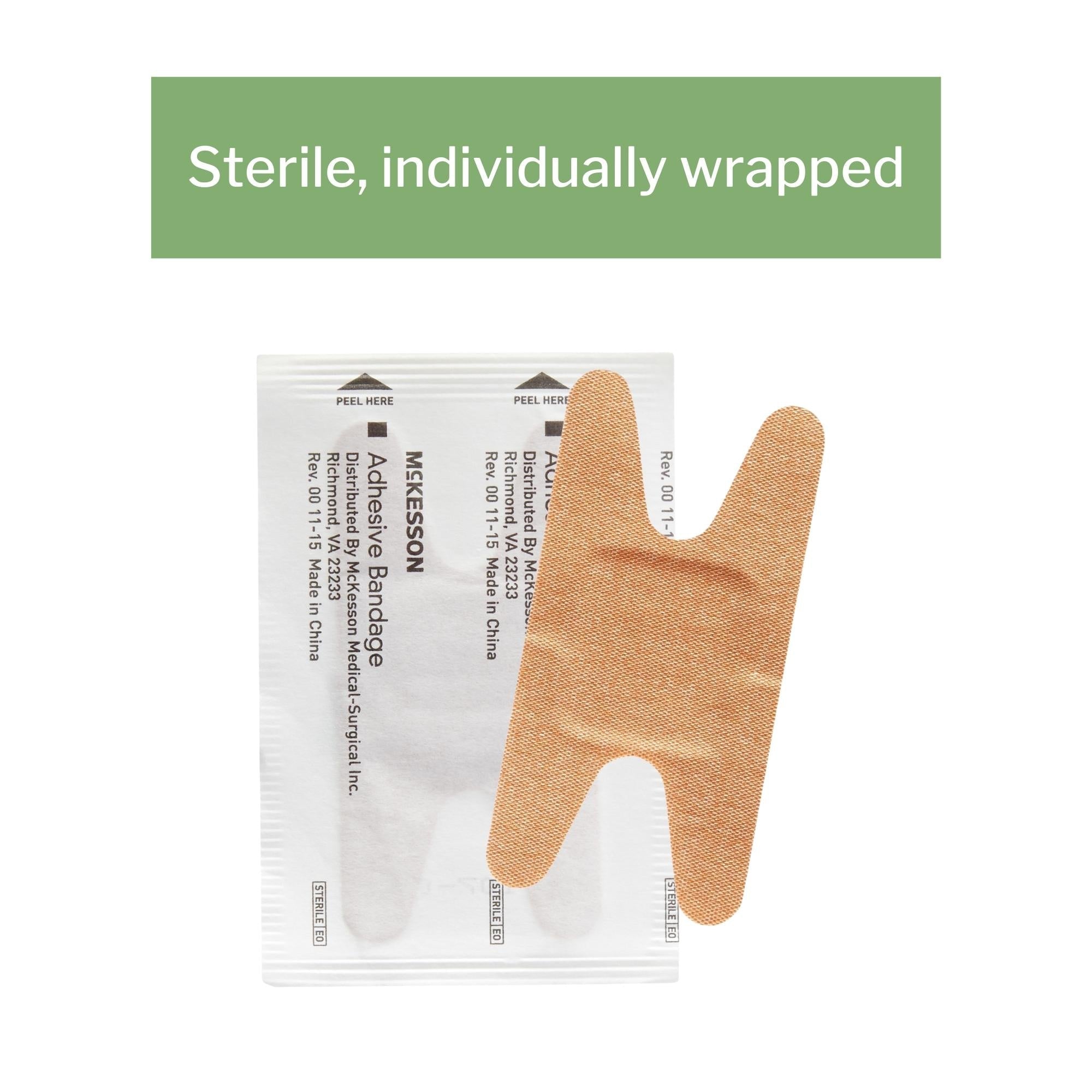 Adhesive Strip McKesson 1-1/2 X 3 Inch Fabric Knuckle Tan Sterile