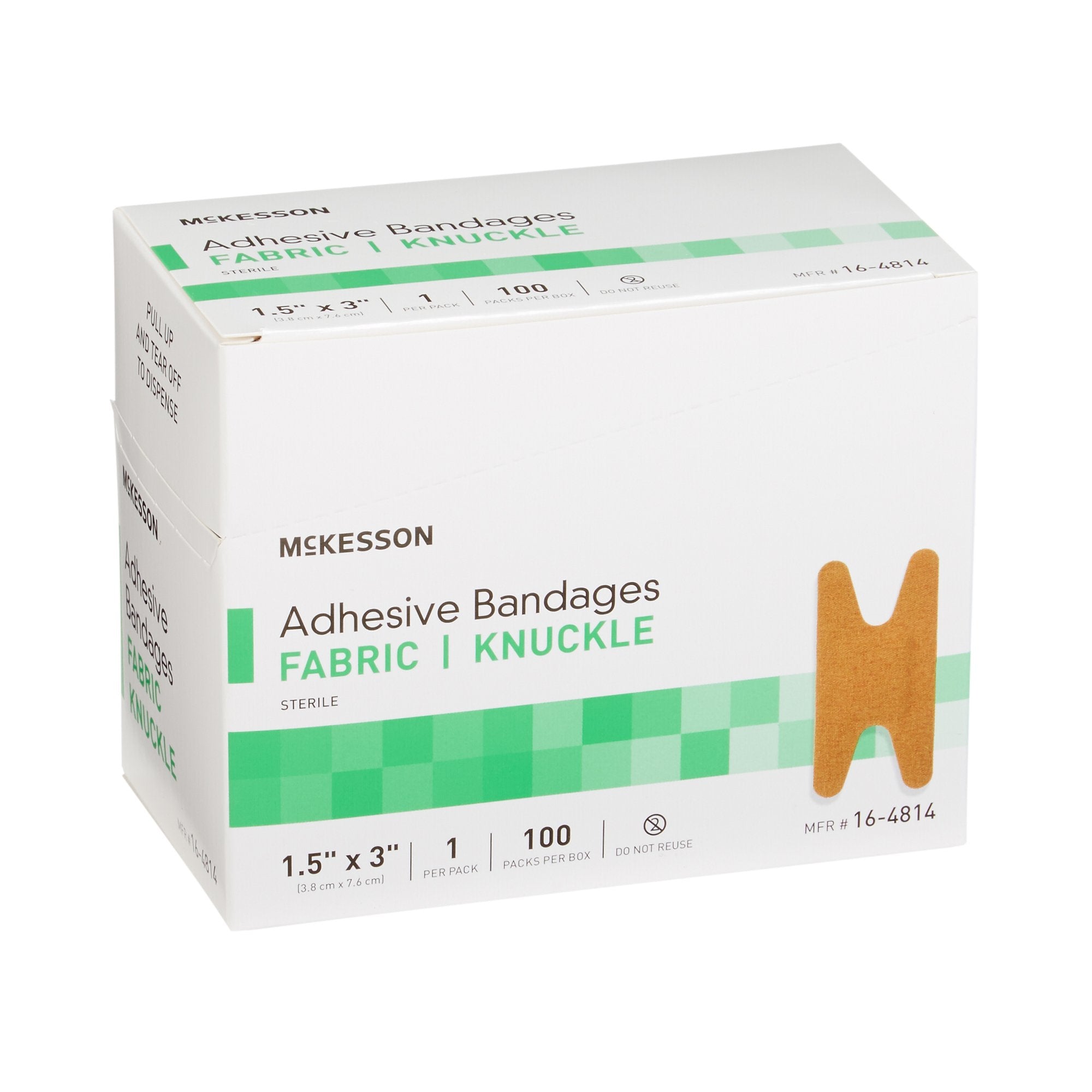 Adhesive Strip McKesson 1-1/2 X 3 Inch Fabric Knuckle Tan Sterile