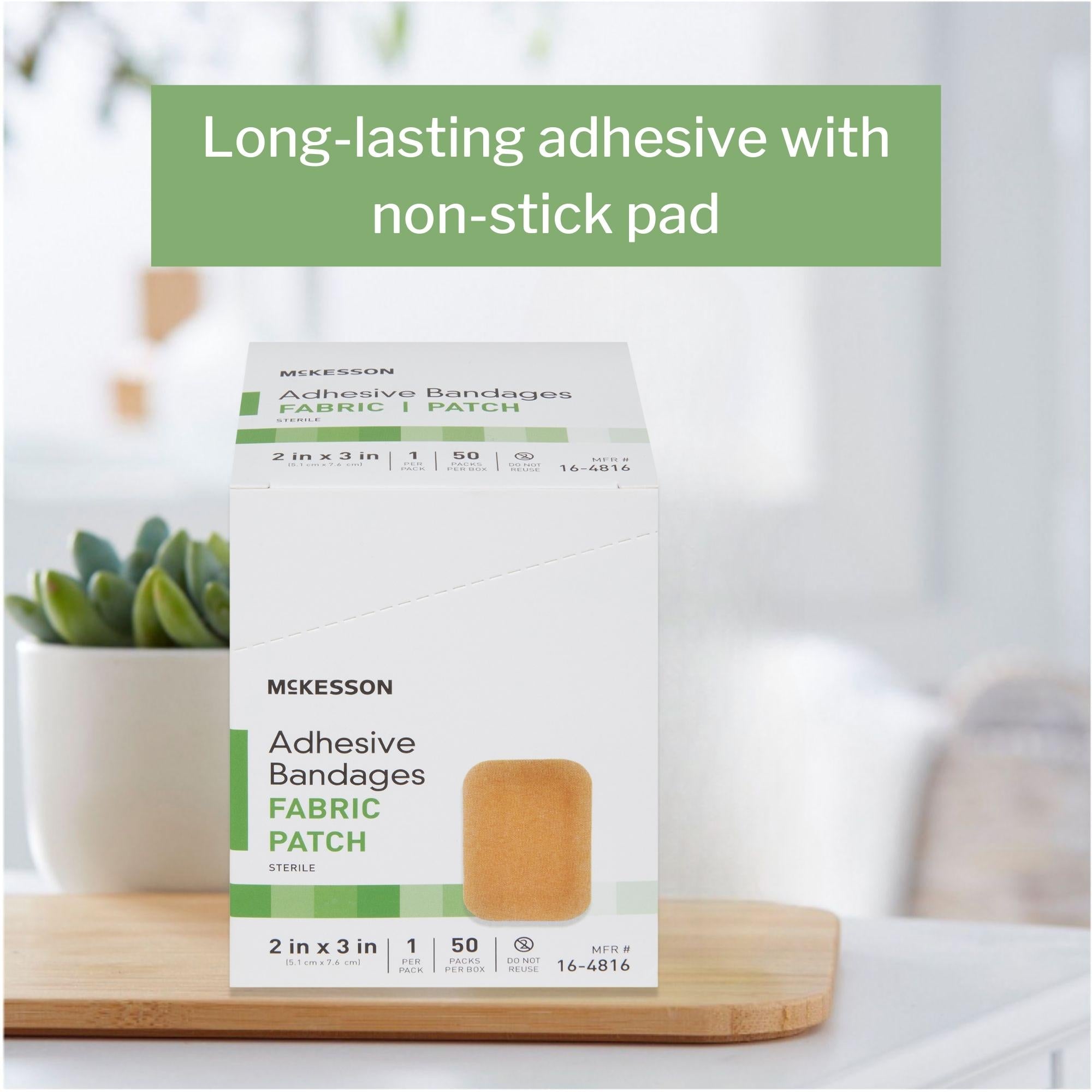 Adhesive Strip McKesson 2 X 3 Inch Fabric Rectangle Tan Sterile