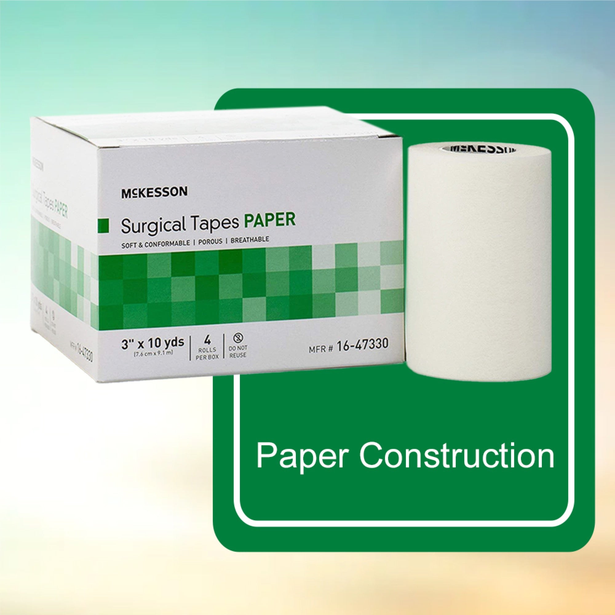 Medical Tape McKesson White 3 Inch X 10 Yard Paper NonSterile, Packaging Type- Case