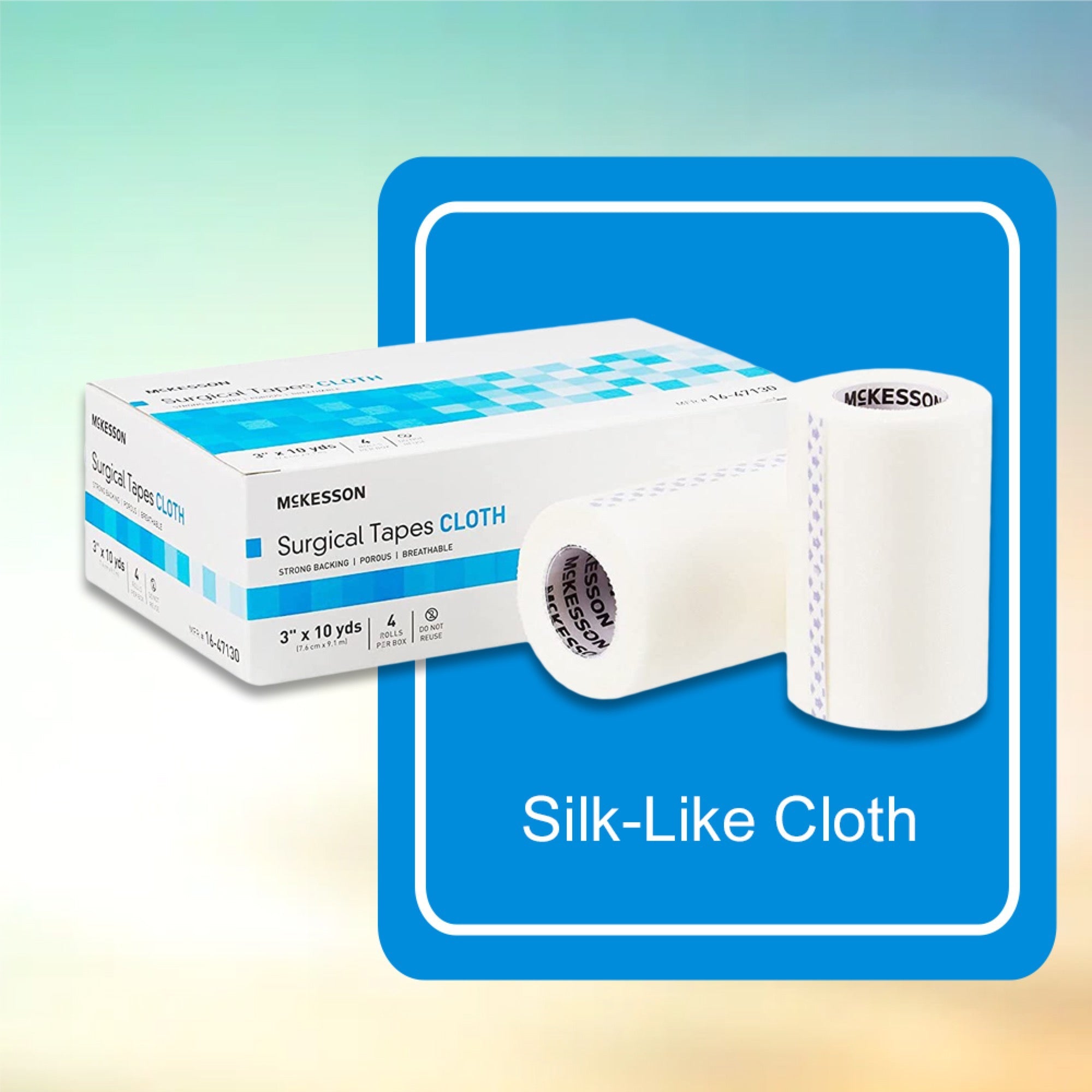 Medical Tape McKesson White 3 Inch X 10 Yard Silk-Like Cloth NonSterile