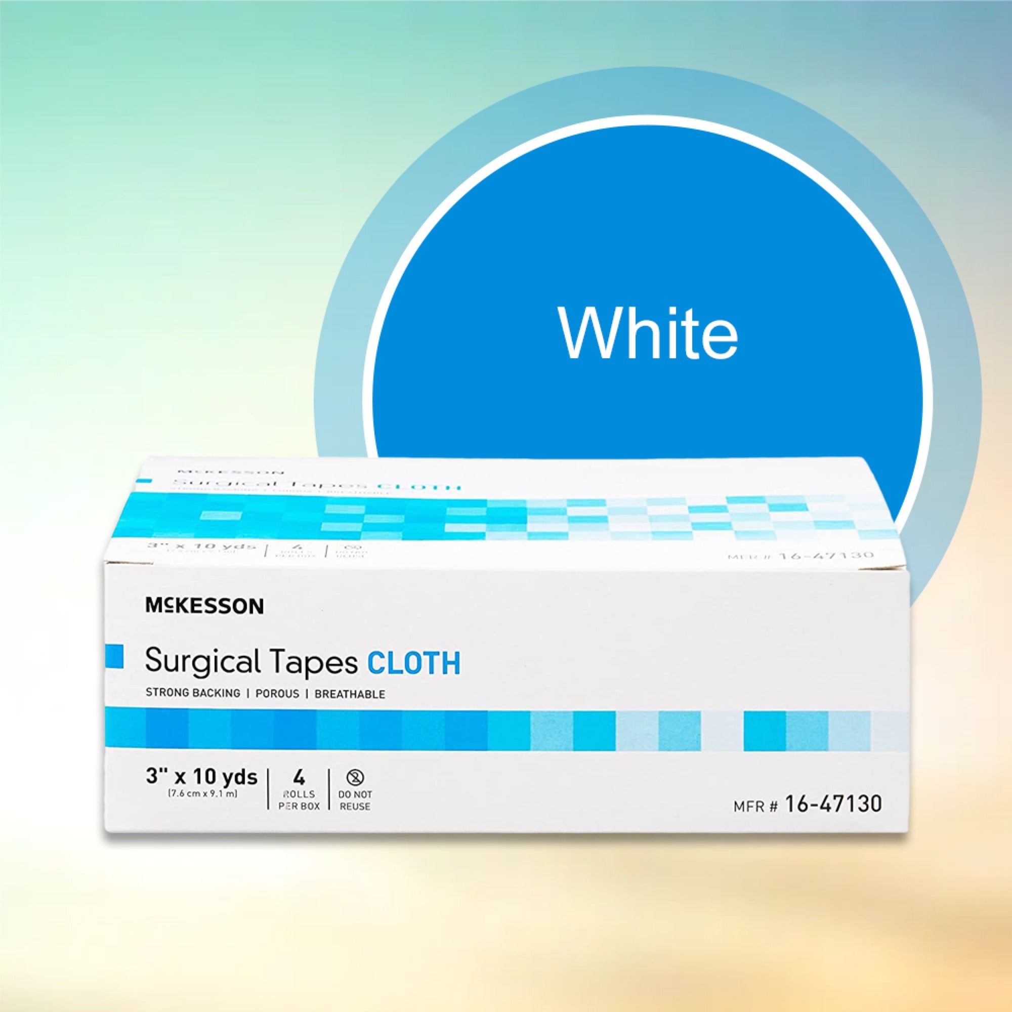 Medical Tape McKesson White 3 Inch X 10 Yard Silk-Like Cloth NonSterile