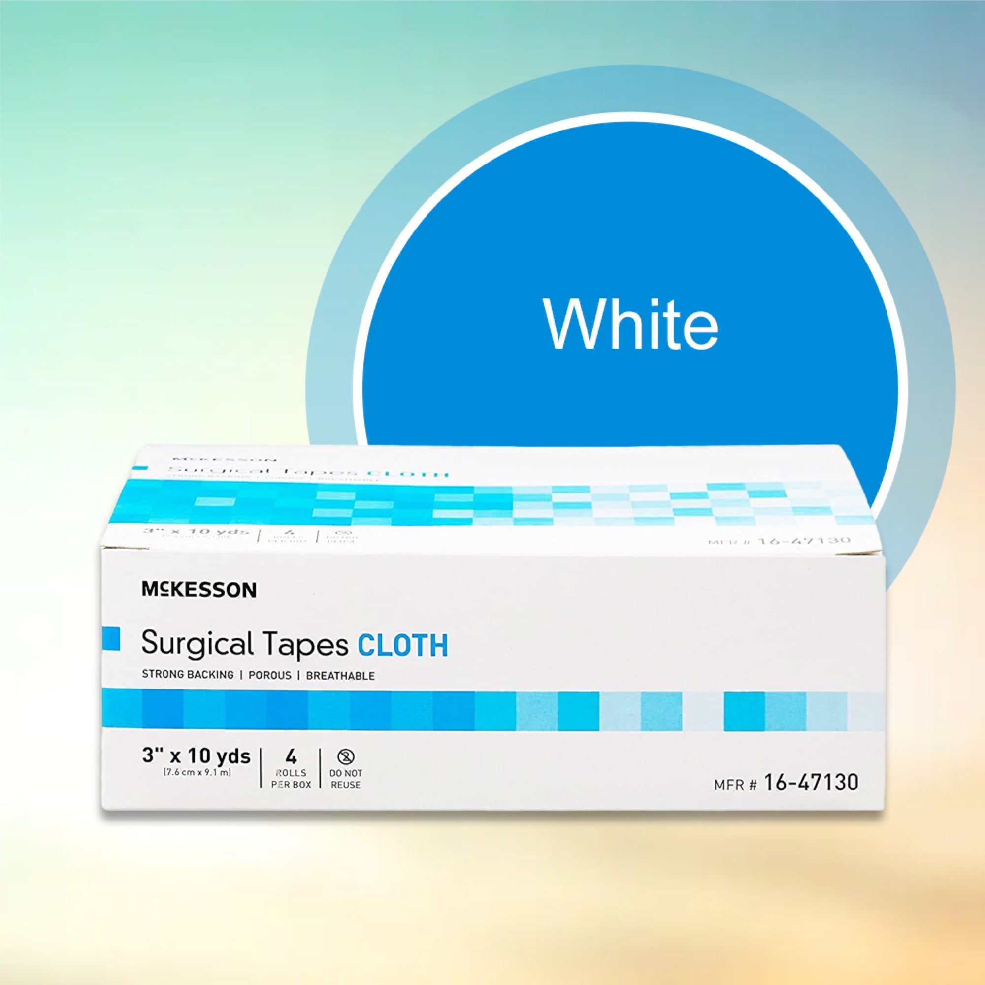 Medical Tape McKesson White 3 Inch X 10 Yard Silk-Like Cloth NonSterile