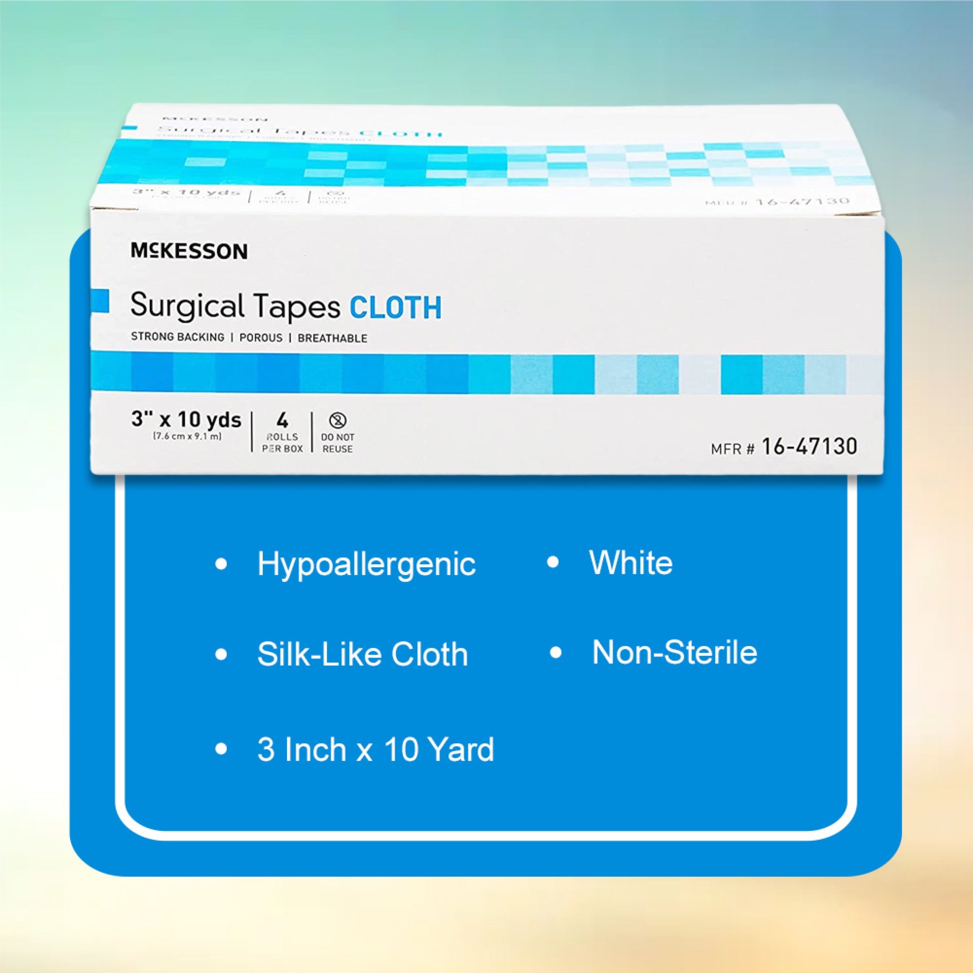 Medical Tape McKesson White 3 Inch X 10 Yard Silk-Like Cloth NonSterile
