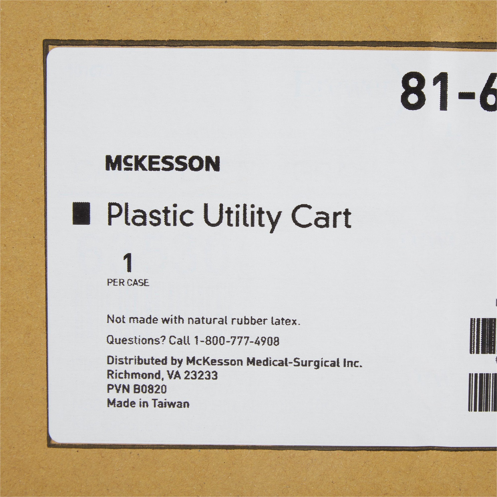 Utility Cart McKesson Plastic 17.5 X 25.25 X 35 Inch Light Gray Shelves Outside: 25-1/4 X 17-1/2 Inch, Shelves Inside Flat Space: 15.88 X 15.67 Inch, Packaging Type- Each
