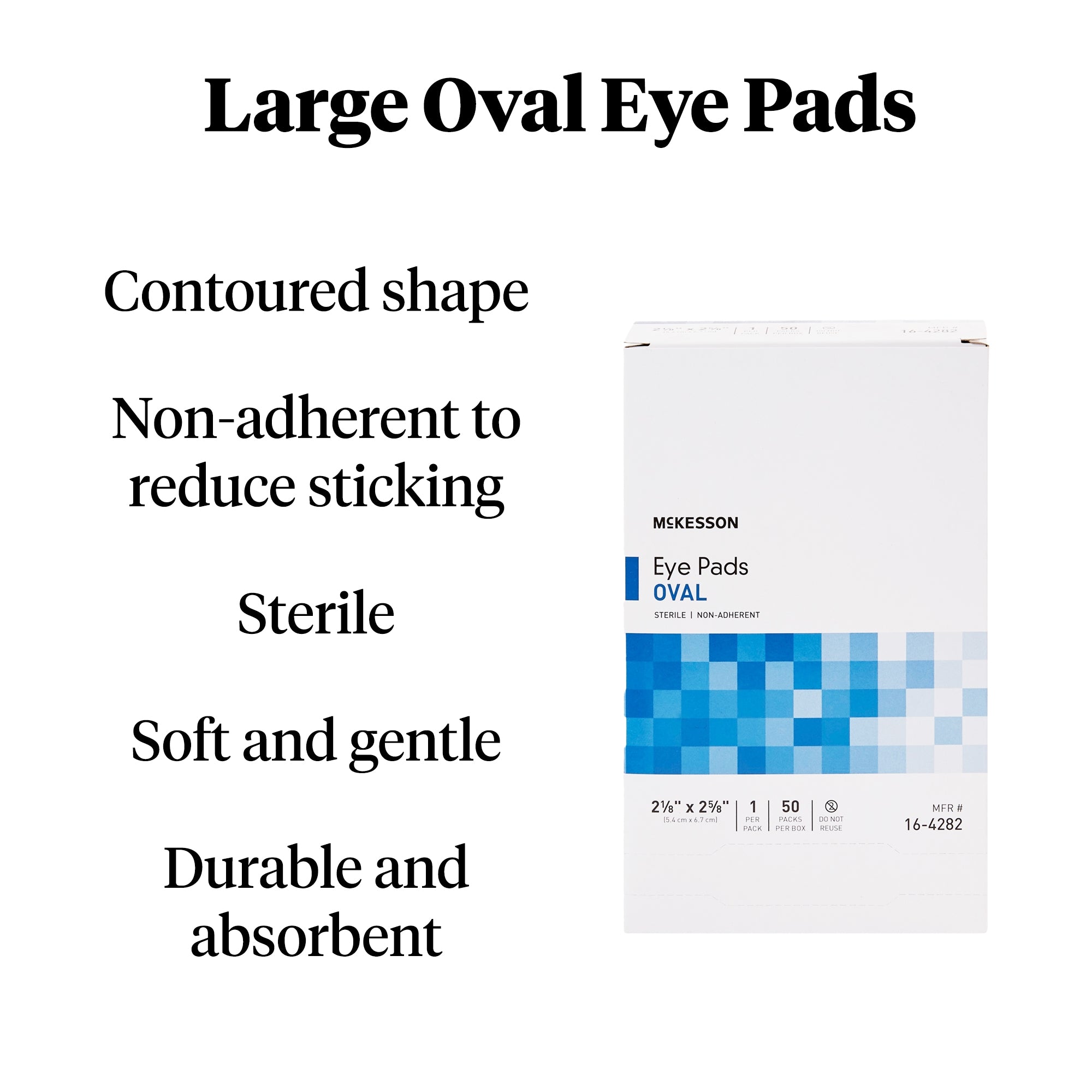 Almohadilla ocular McKesson de 2-1/8 x 2-5/8 pulgadas, estéril, 1 por paquete, tipo de embalaje: estuche
