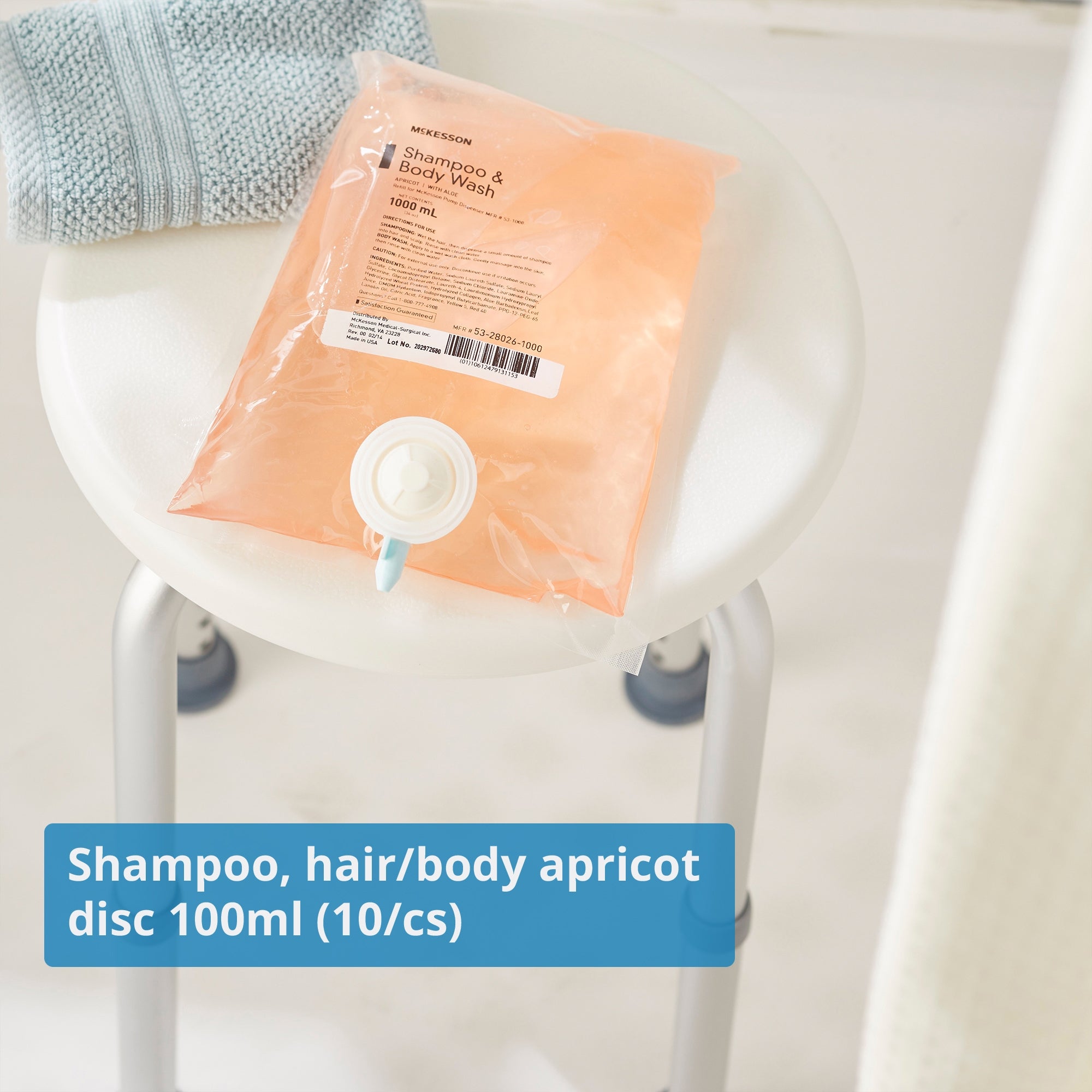 Shampoo and Body Wash McKesson 1,000 mL Dispenser Refill Bag Apricot Scent, Packaging Type- Each