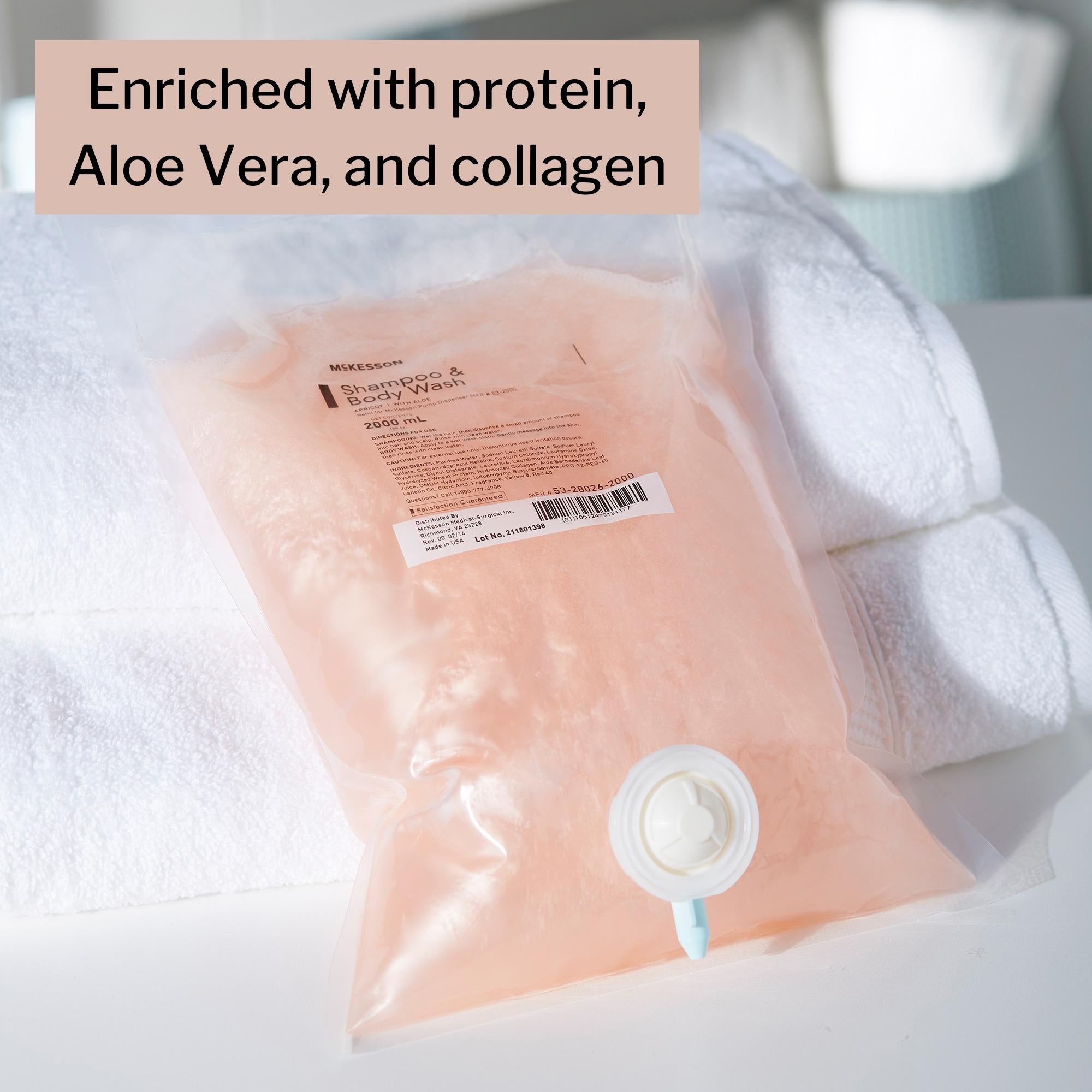 Shampoo and Body Wash McKesson 2,000 mL Dispenser Refill Bag Apricot Scent, Packaging Type- Case