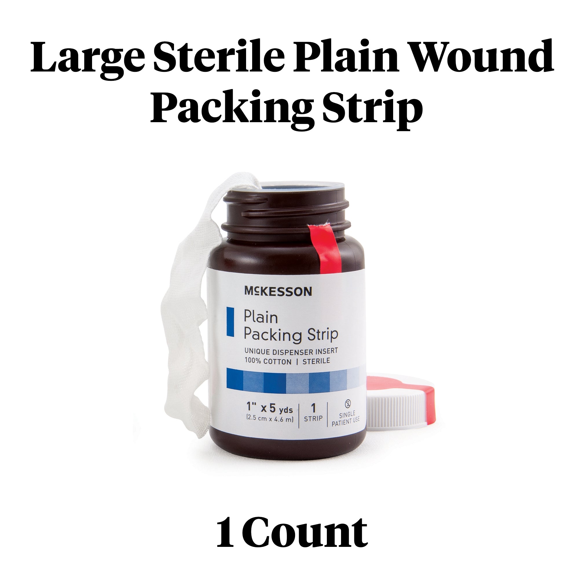 Tira de empaque para heridas McKesson sin impregnar, 1 pulgada x 5 yardas, estéril, lisa, tipo de empaque: caja