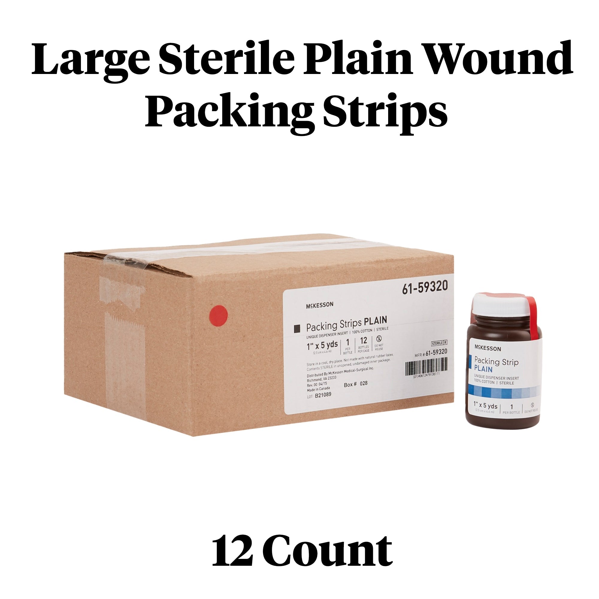 Tira de empaque para heridas McKesson sin impregnar, 1 pulgada x 5 yardas, estéril, lisa, tipo de empaque: caja