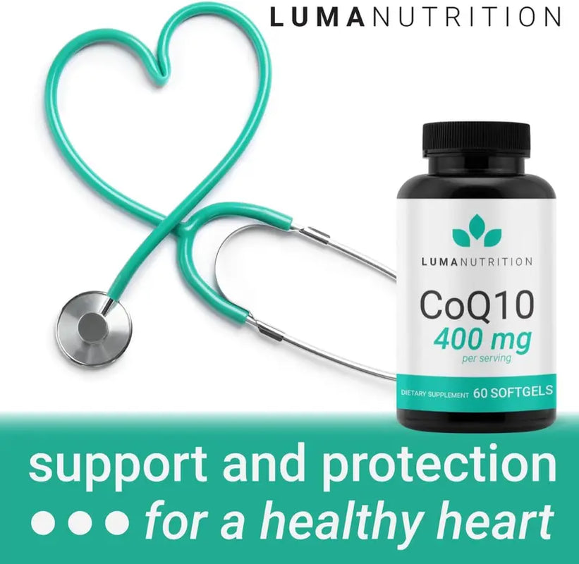 Luma Nutrition Coq10 400Mg - 3X Better Absorption, Antioxidant for Heart Health & Energy Production - Made in USA - 60 Softgels