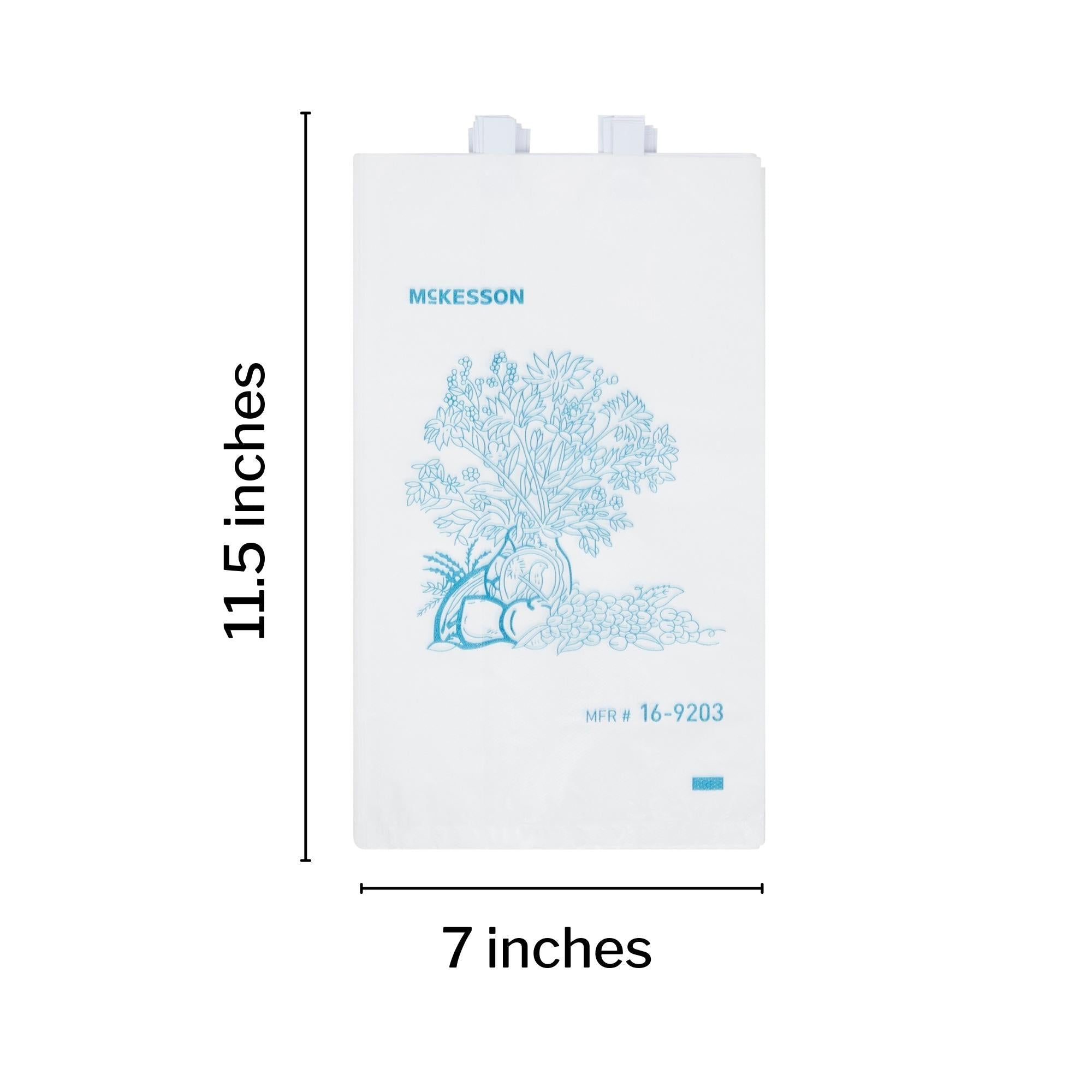 Bedside Bag McKesson 7 X 11.5 Inch White / Blue Floral Print Polyethylene, Packaging Type- Case