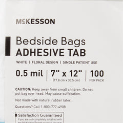 Bedside Bag McKesson 7 X 11.5 Inch White / Blue Floral Print Polyethylene, Packaging Type- Case