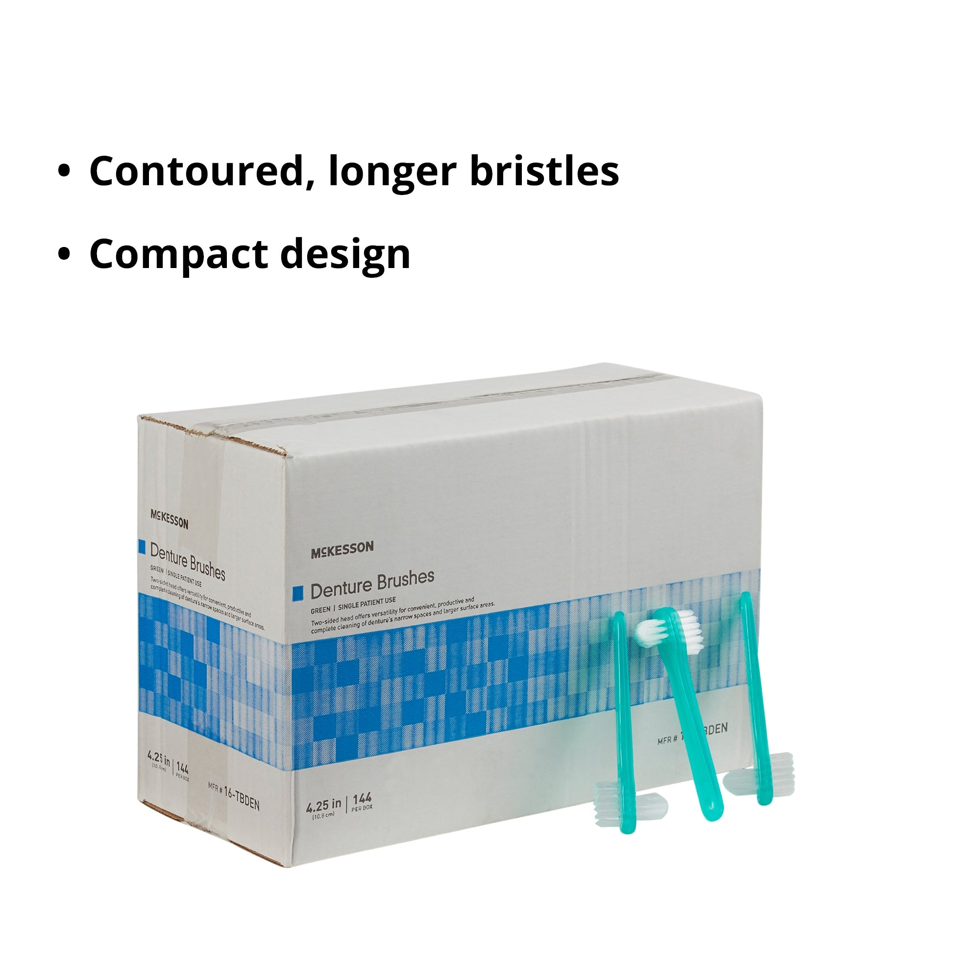 Denture Brush McKesson 2-Sided Bristle Green, Packaging Type- Case