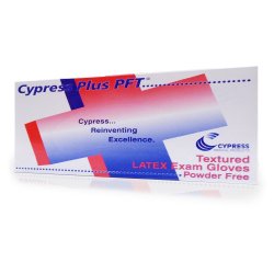 Exam Glove Cypress Plus PFT X-Small NonSterile Latex Standard Cuff Length Fully Textured Ivory Not Rated