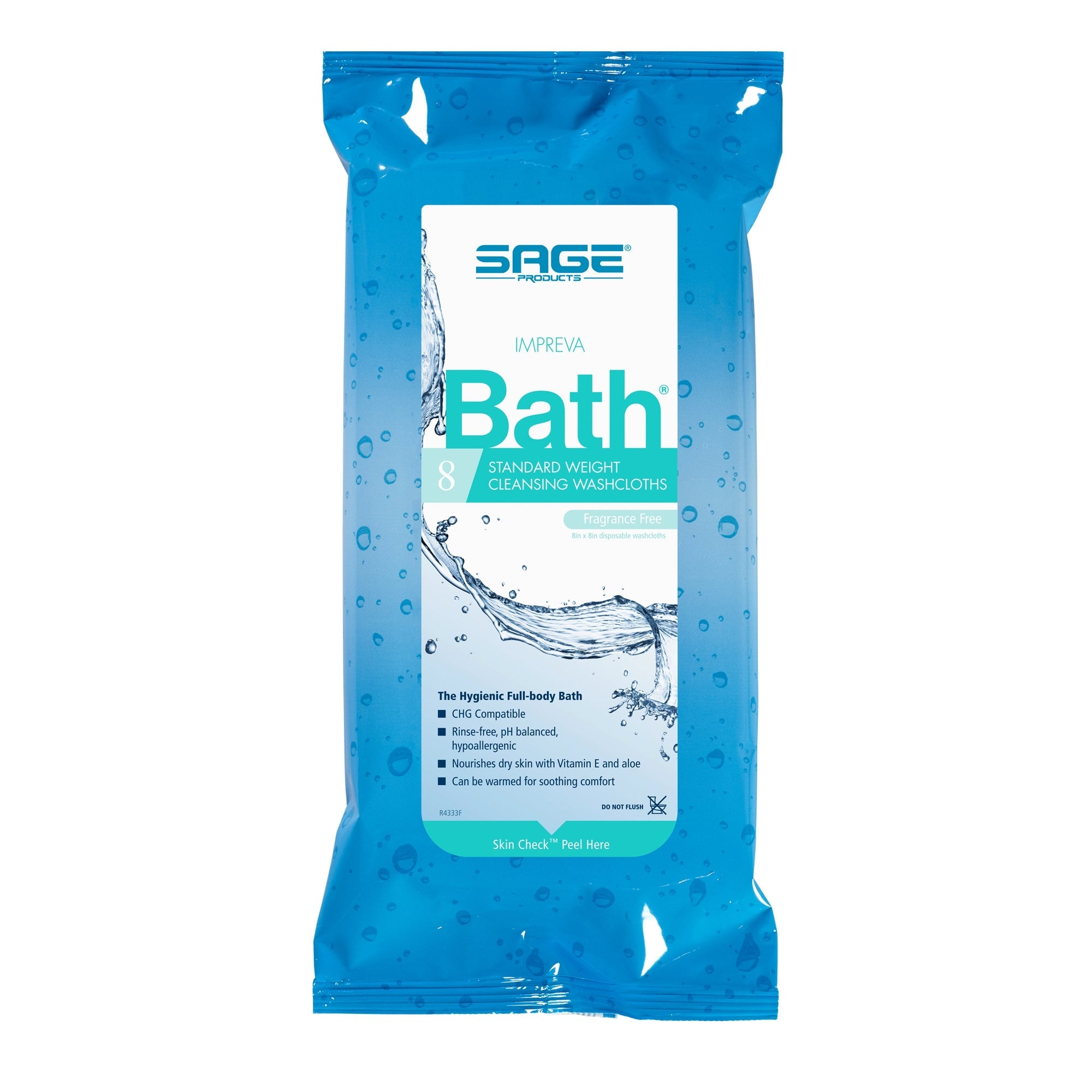 Rinse-Free Bath Wipe Impreva Bath Soft Pack Unscented 8 Count