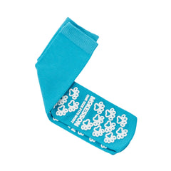 Slipper Socks McKesson Paw Prints Unisex Adult One Size Fits Most Single Tread Single Patient Use Teal, Packaging Type- Case