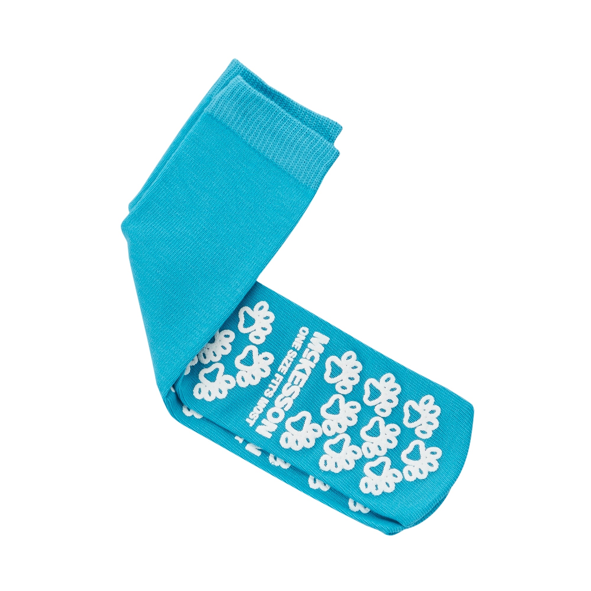 Slipper Socks McKesson Paw Prints Unisex Adult One Size Fits Most Single Tread Single Patient Use Teal, Packaging Type- Case
