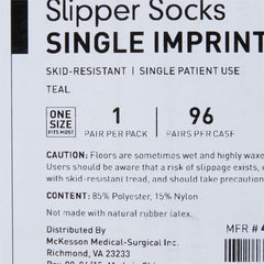 Slipper Socks McKesson Paw Prints Unisex Adult One Size Fits Most Single Tread Single Patient Use Teal, Packaging Type- Case