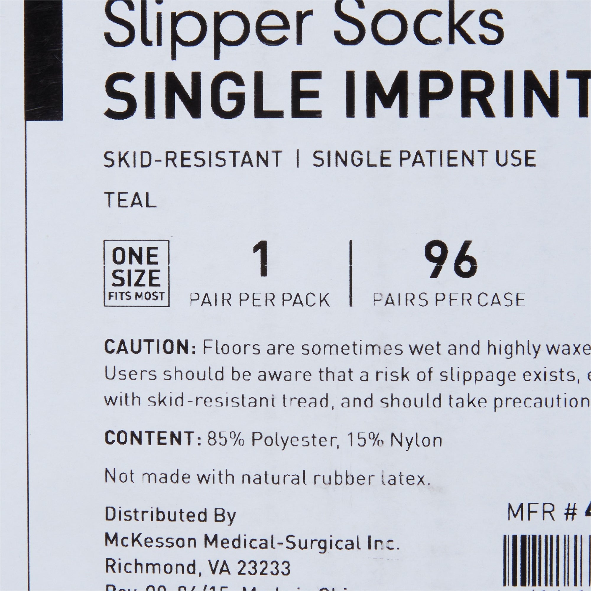 Slipper Socks McKesson Paw Prints Unisex Adult One Size Fits Most Single Tread Single Patient Use Teal, Packaging Type- Case