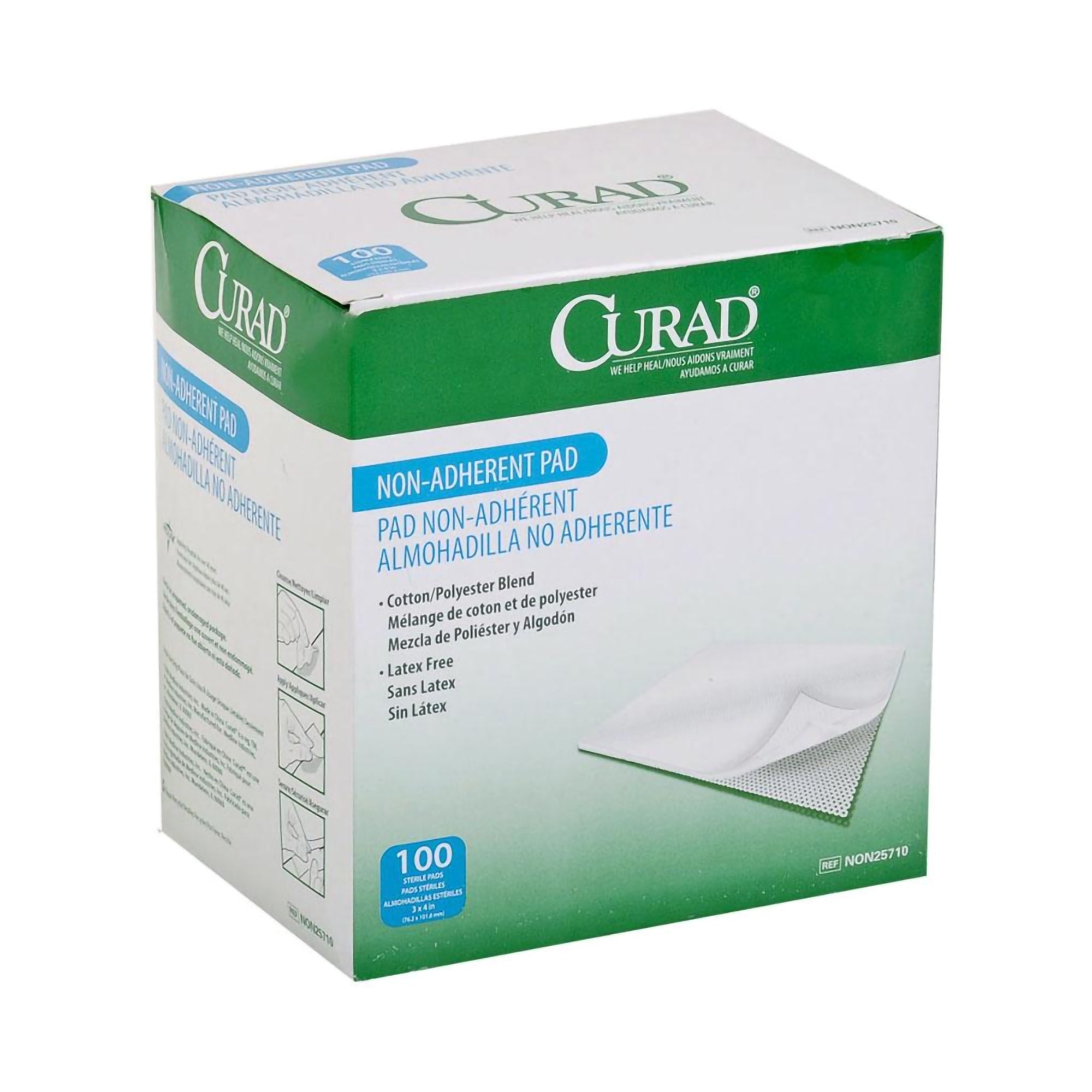 Non-Adherent Dressing Curad 3 X 4 Inch Sterile 100 per Pack, Packaging Type- Box