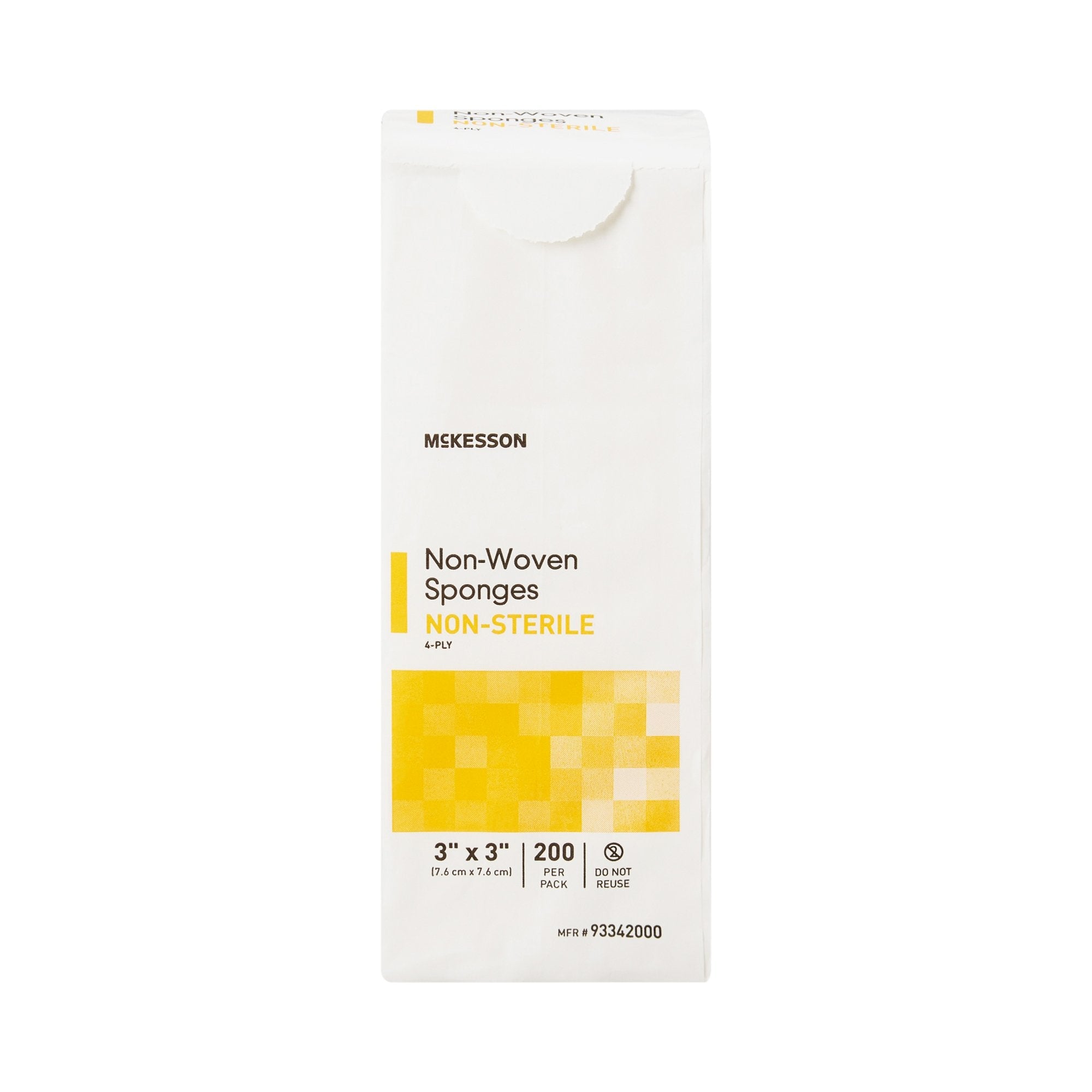 Esponja no tejida McKesson de 7,6 x 7,6 cm, 4 capas, no estéril, 200 por paquete, tipo de embalaje: caja