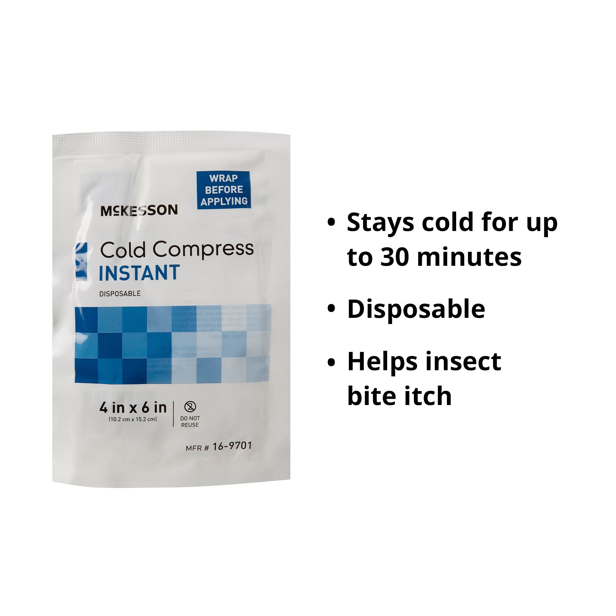 Instant Cold Pack McKesson General Purpose 4 X 6 Inch Plastic / Calcium Ammonium Nitrate / Water Disposable, Packaging Type- Case