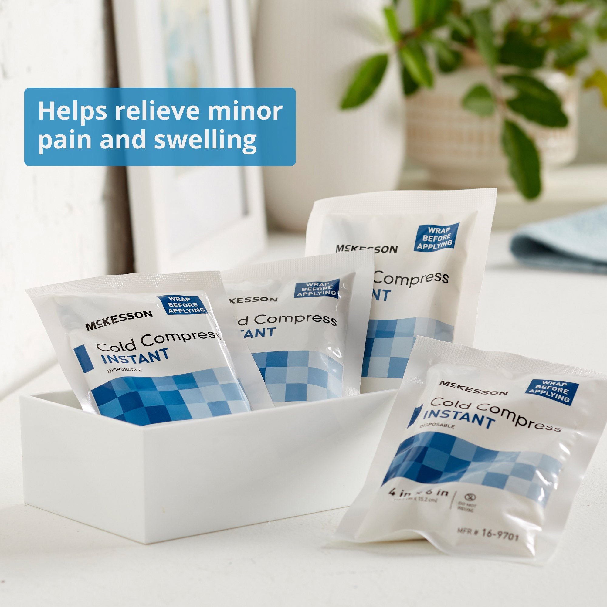 Instant Cold Pack McKesson General Purpose 4 X 6 Inch Plastic / Calcium Ammonium Nitrate / Water Disposable, Packaging Type- Case