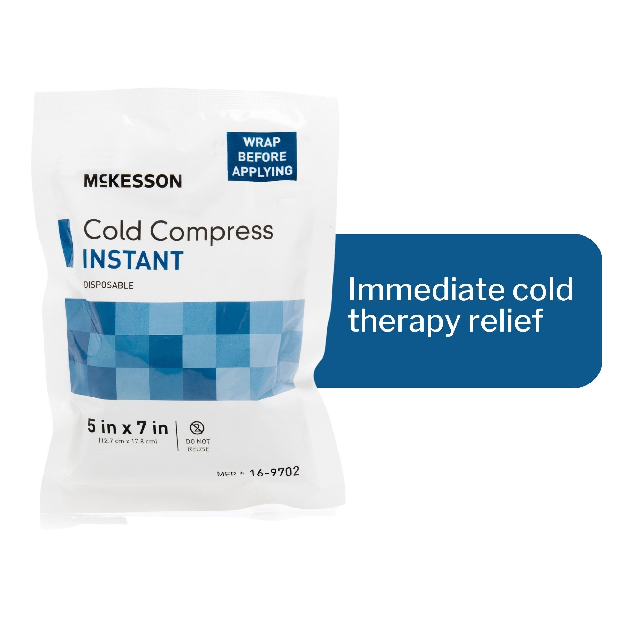 Instant Cold Pack McKesson General Purpose 5 X 7 Inch Plastic / Calcium Ammonium Nitrate / Water Disposable, Packaging Type- Case