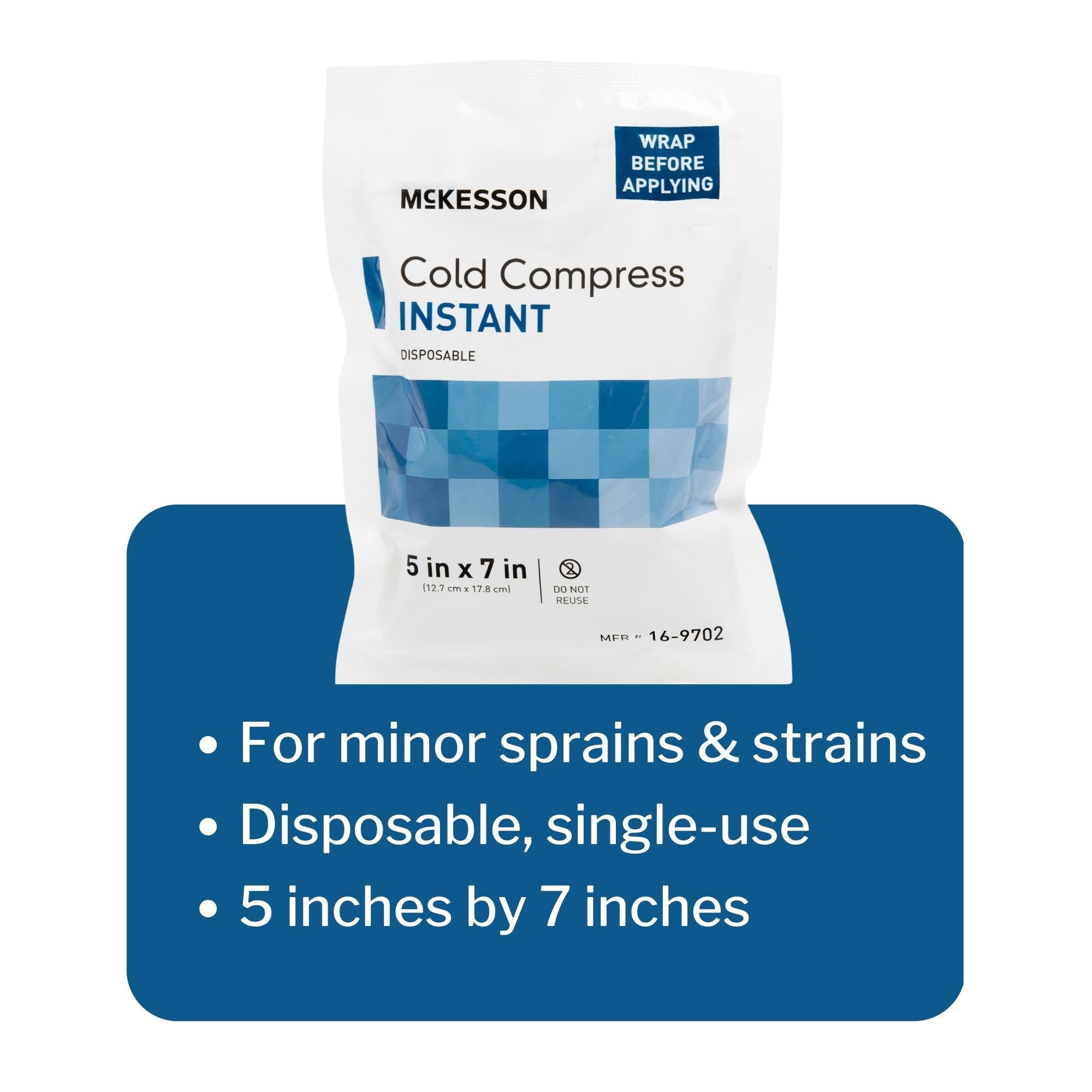 Instant Cold Pack McKesson General Purpose 5 X 7 Inch Plastic / Calcium Ammonium Nitrate / Water Disposable, Packaging Type- Case