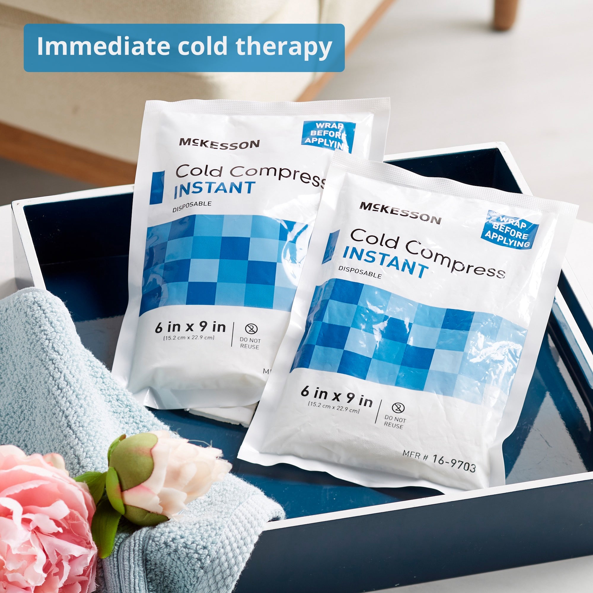 Instant Cold Pack McKesson General Purpose 6 X 9 Inch Plastic / Calcium Ammonium Nitrate / Water Disposable, Packaging Type- Each
