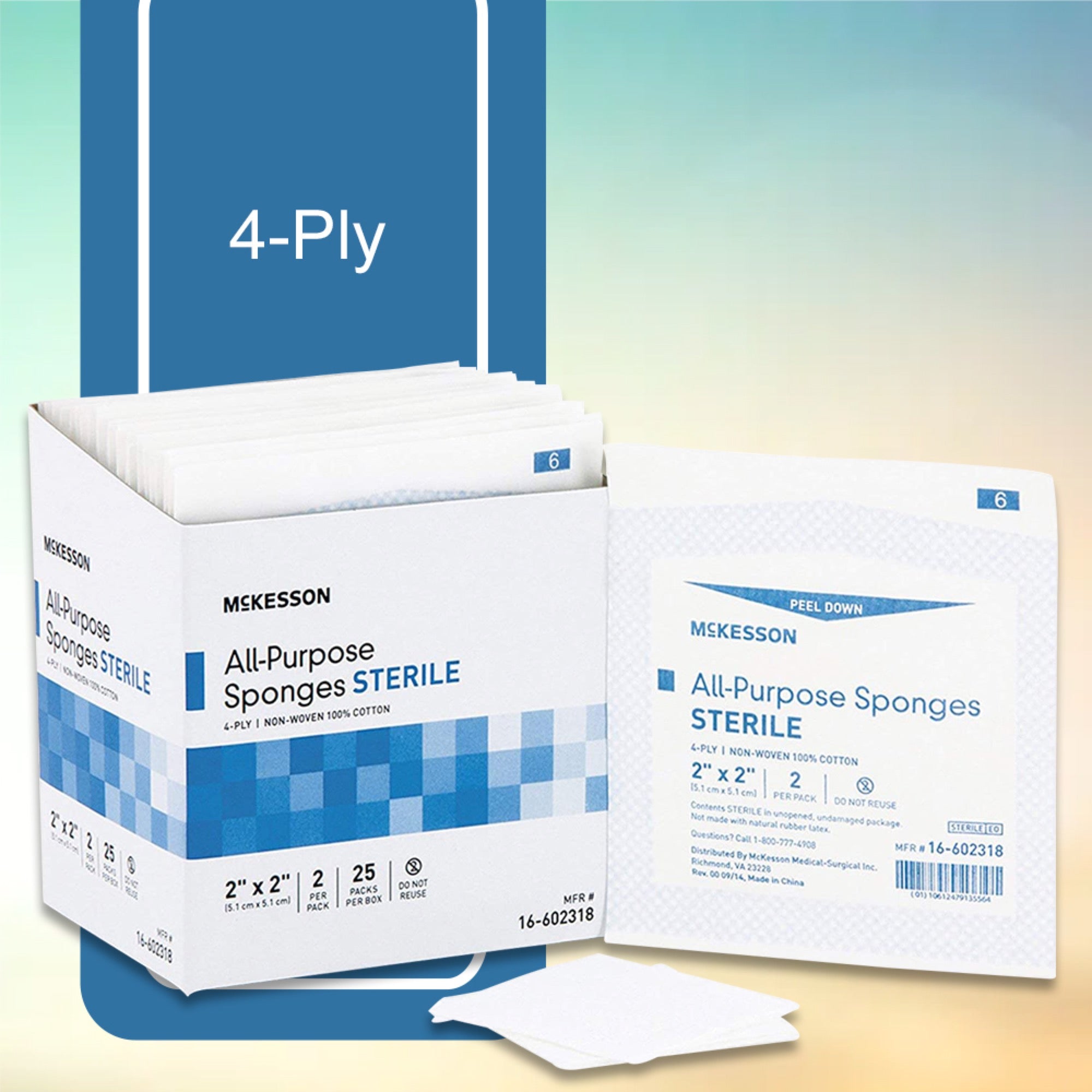 Nonwoven Sponge McKesson 2 X 2 Inch 4-Ply Sterile 2 per Pack