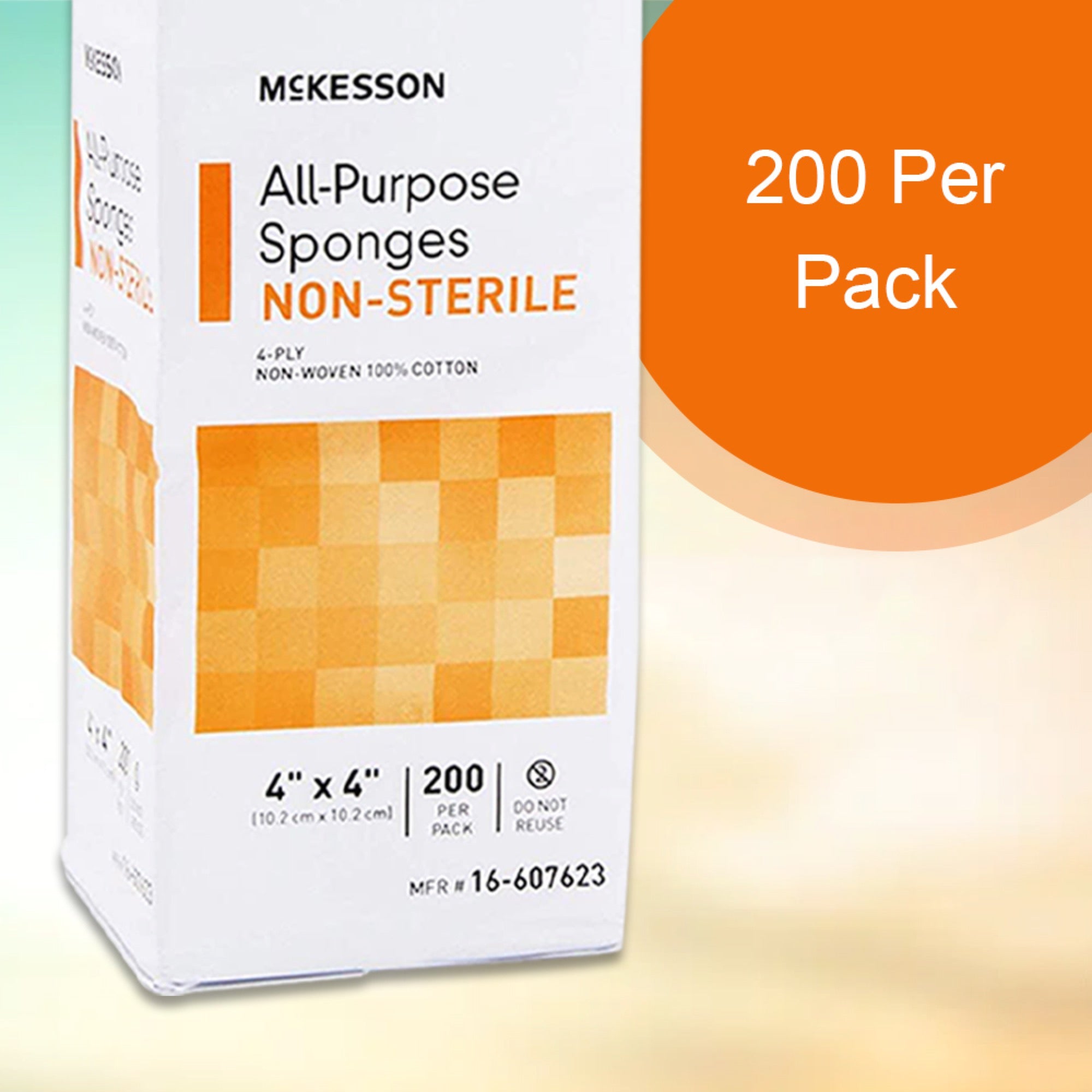 Esponja no tejida McKesson de 4 x 4 pulgadas, 4 capas, no estéril, 200 por paquete, tipo de embalaje: caja