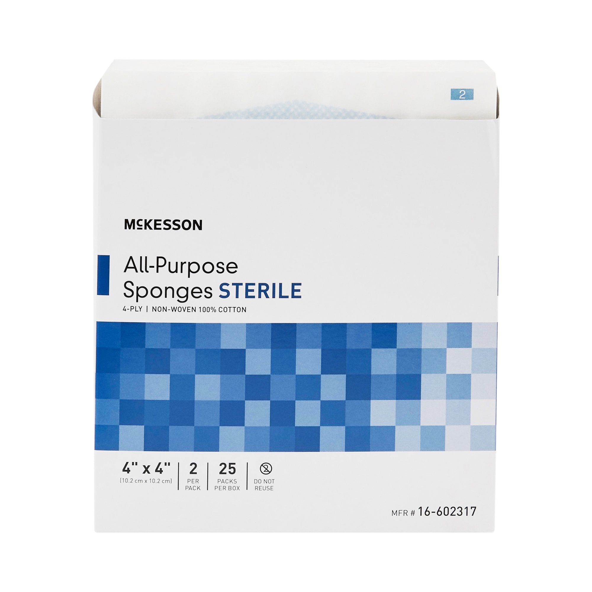Nonwoven Sponge McKesson 4 X 4 Inch 4-Ply Sterile 2 per Pack,Packaging Type- Box