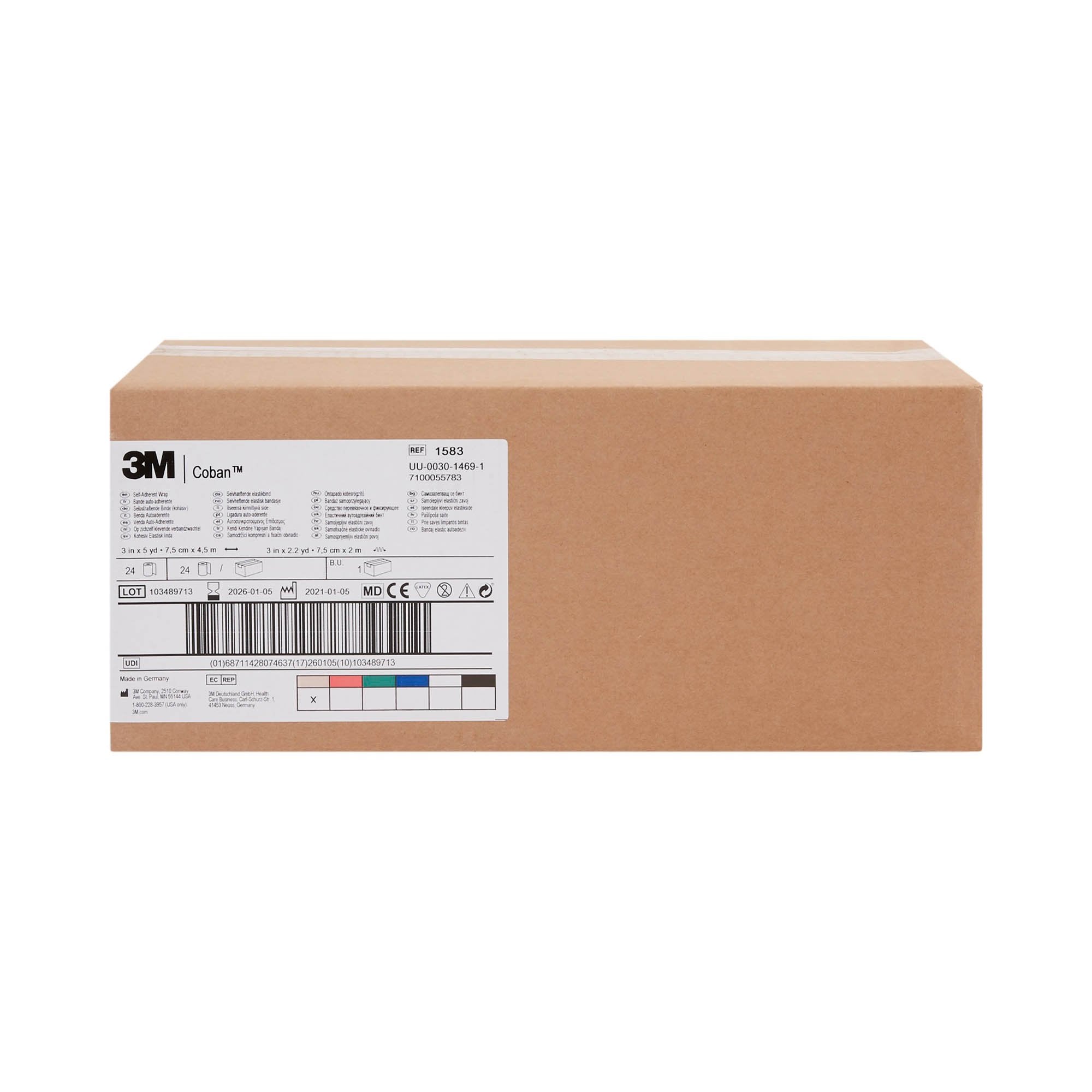 Cohesive Bandage 3M Coban 3 Inch X 5 Yard Self-Adherent Closure Tan NonSterile Standard Compression, Packaging Type- Case